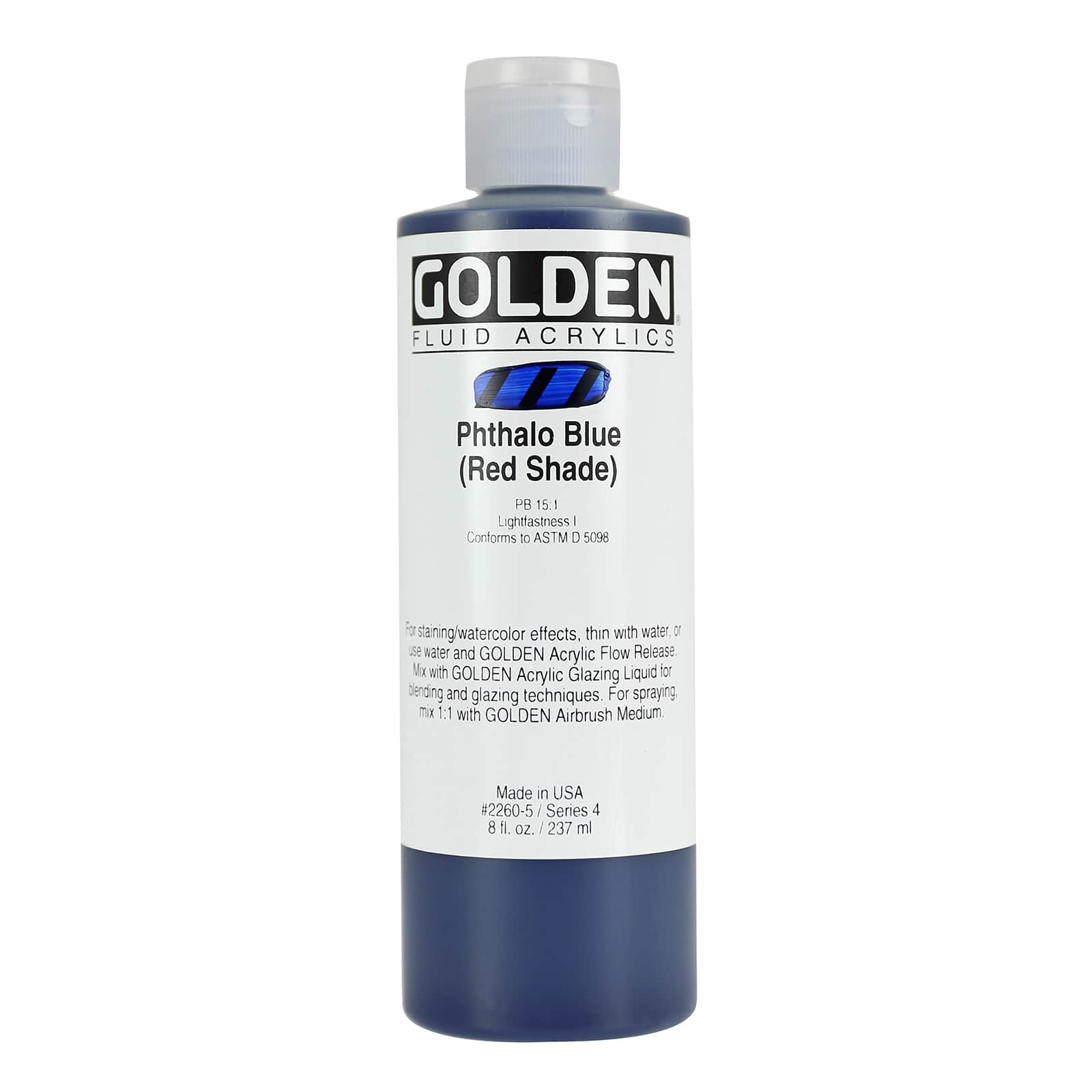 Golden Fluid Acrylics, 8 oz Paint in Phthalo Blue (Red Shade)