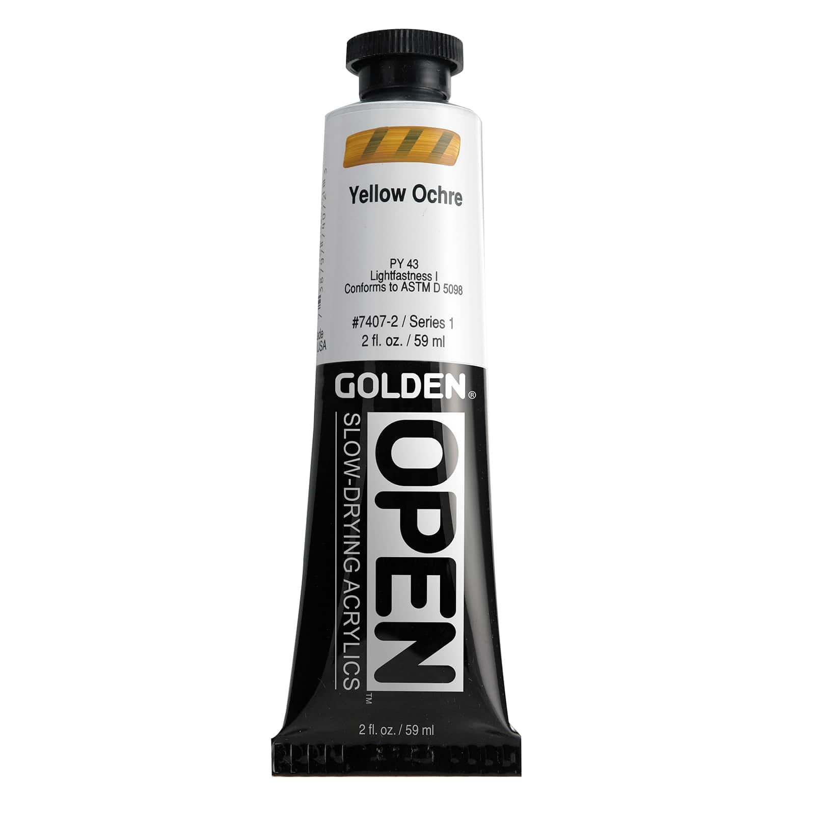 Golden OPEN Slow-Drying Acrylics, 2 oz Paint in Yellow Ochre