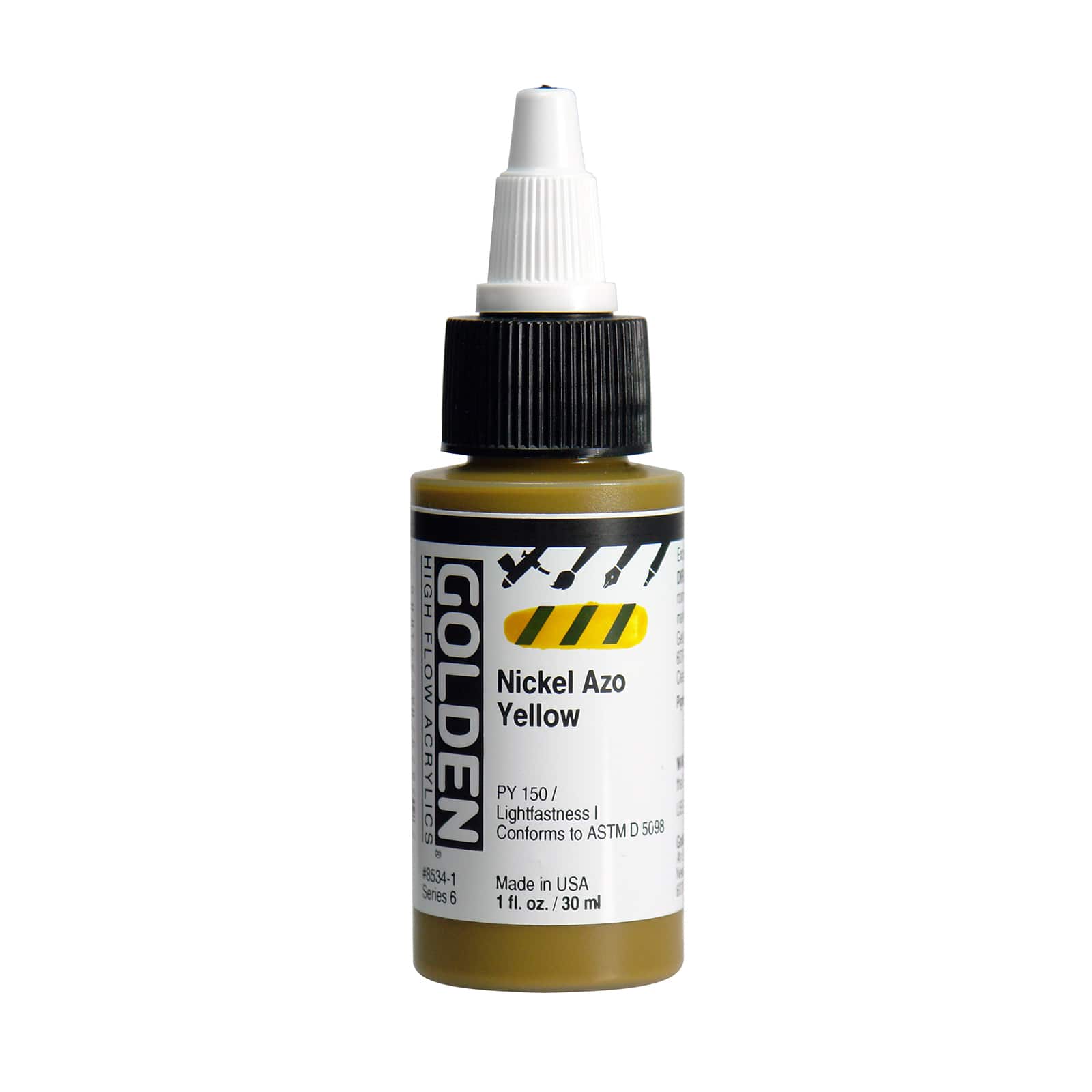 Golden High Flow Acrylics, 1 oz Paint in Nickel Azo Yellow