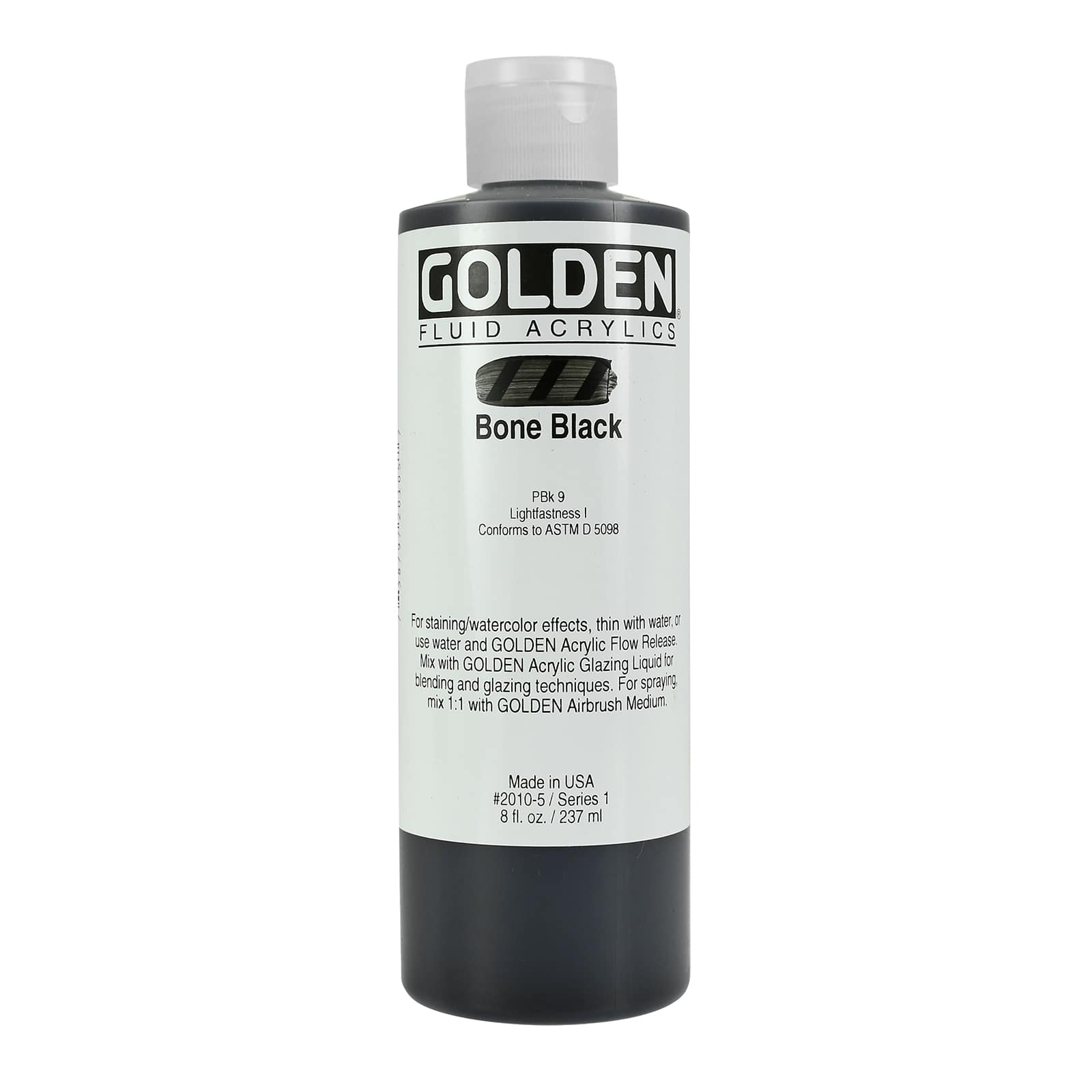 Golden Fluid Acrylics, 8 oz Paint in Bone Black