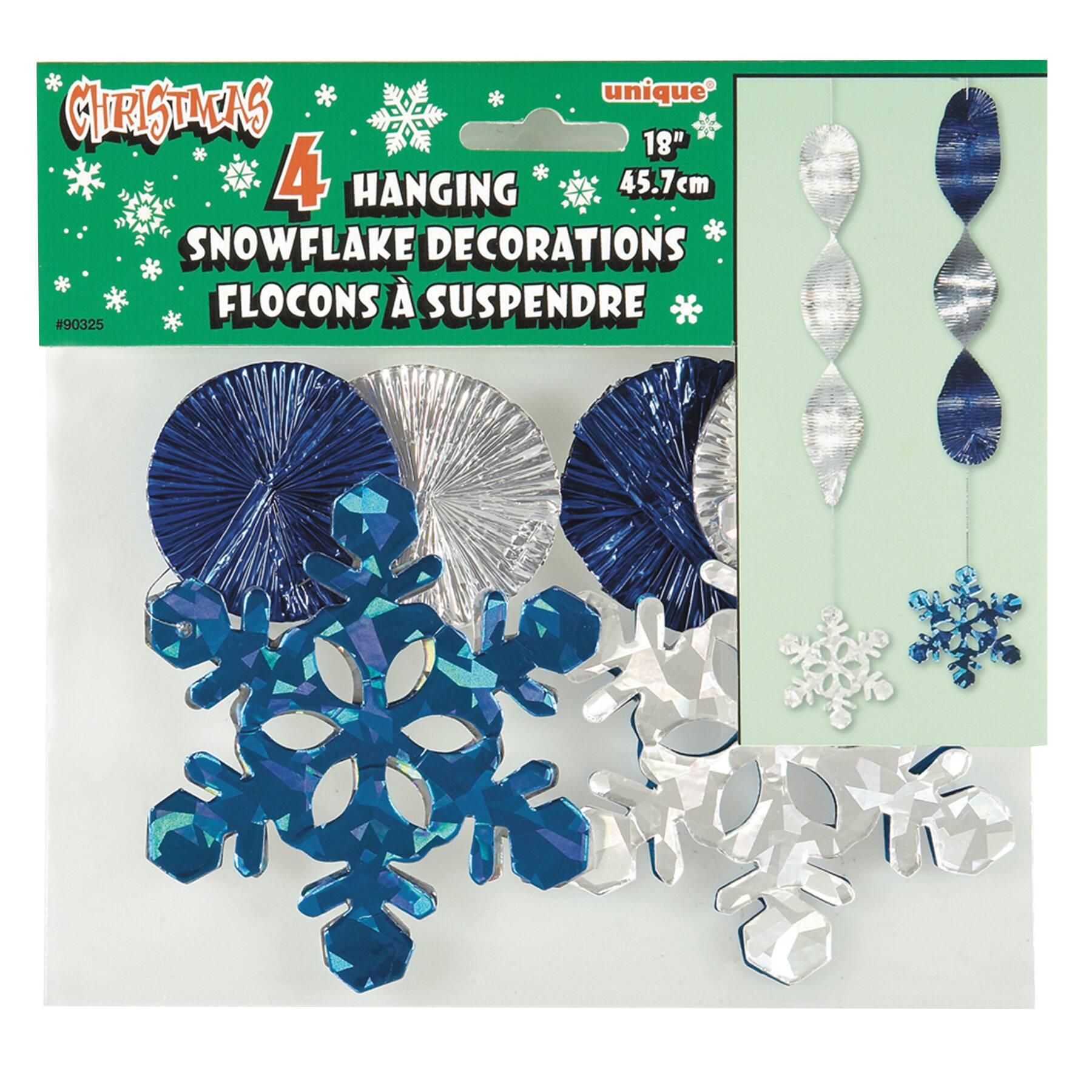 30 x Hanging Christmas Snowflake & Foil Swirl Party Decorations