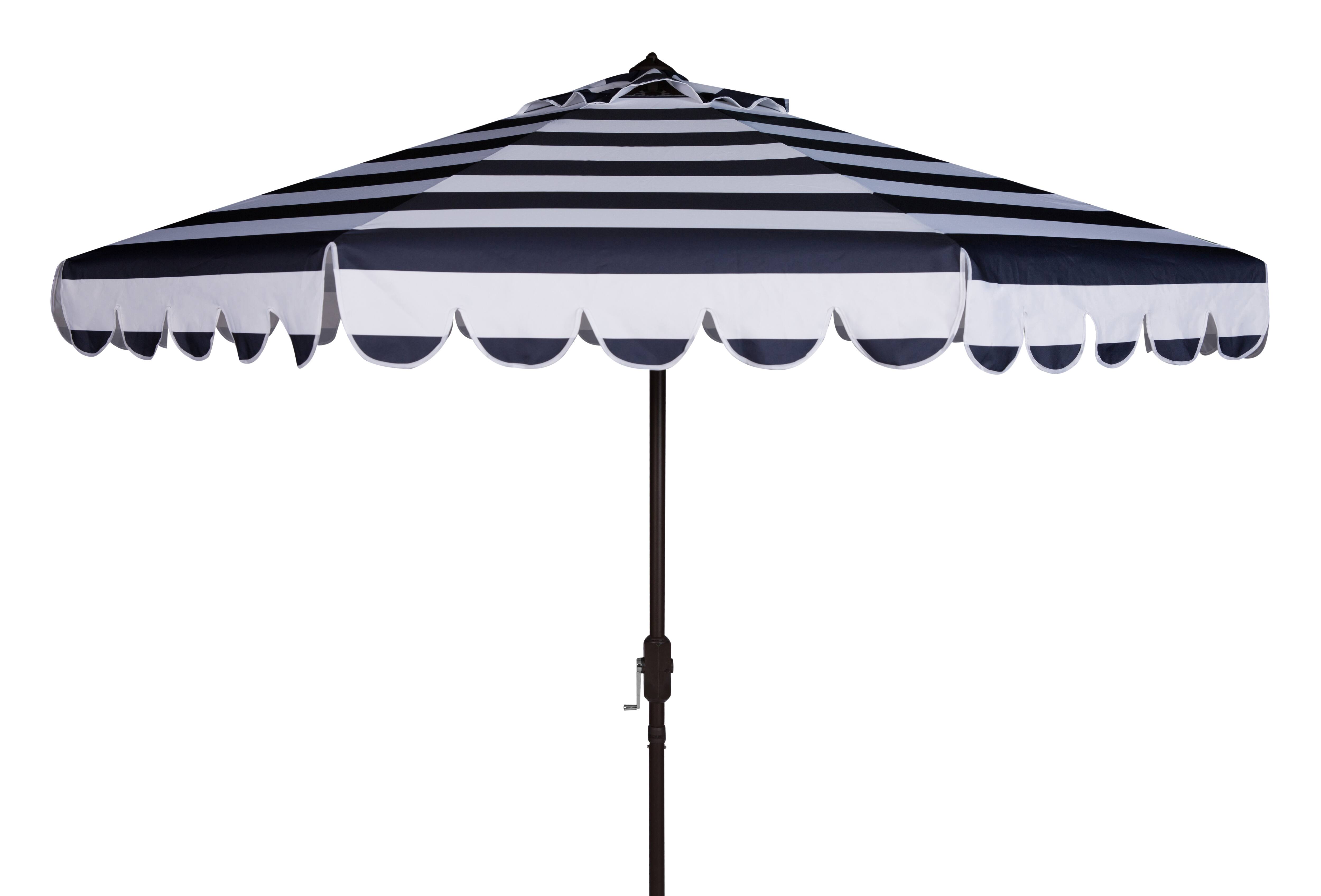 Ramona 9Ft Crank Umbrella in Navy &#x26; White