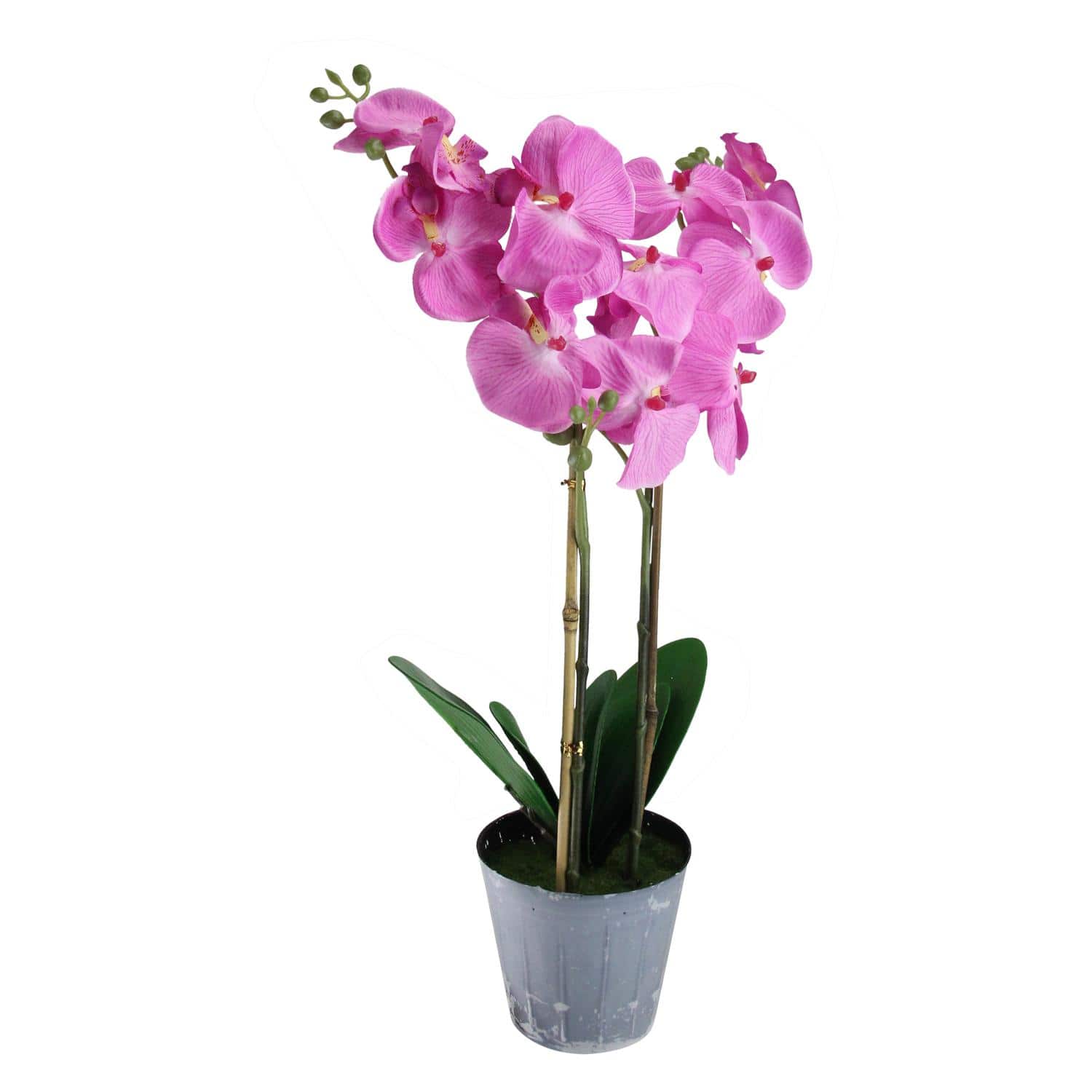 Artificial Blooming Pink Orchid Flower Decorative Potted Plant