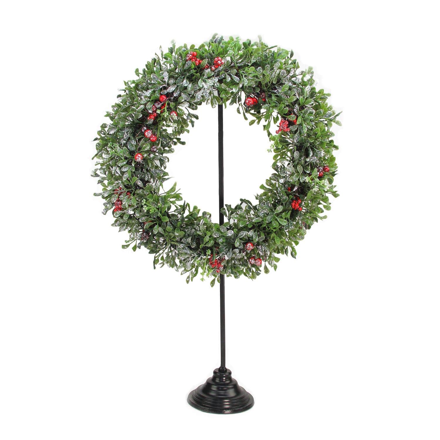 30&#x22; Decorative Black Metal Wreath Stand