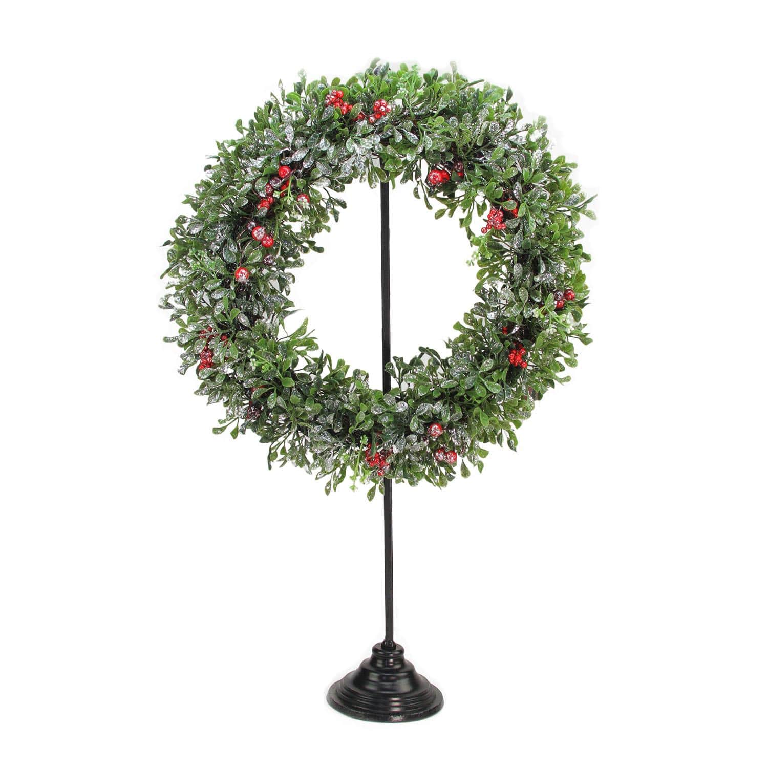 30" Decorative Black Metal Wreath Stand