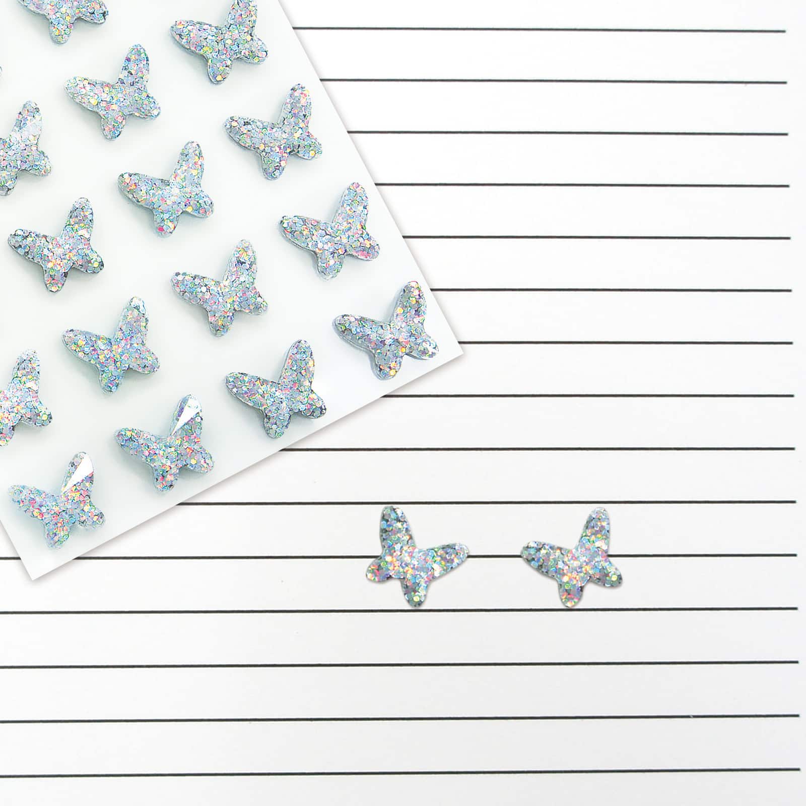 12 Packs: 20 ct. (240 total) Iridescent Clear Butterfly Bling Stickers by Recollections™