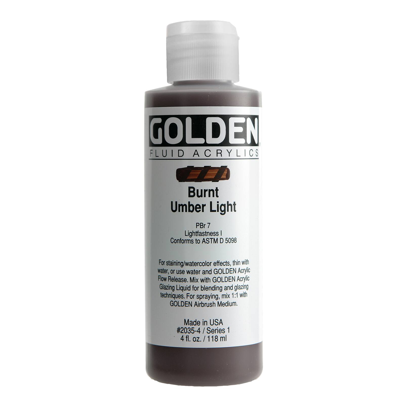Golden Fluid Acrylics, 4 oz Paint in Burnt Umber Light