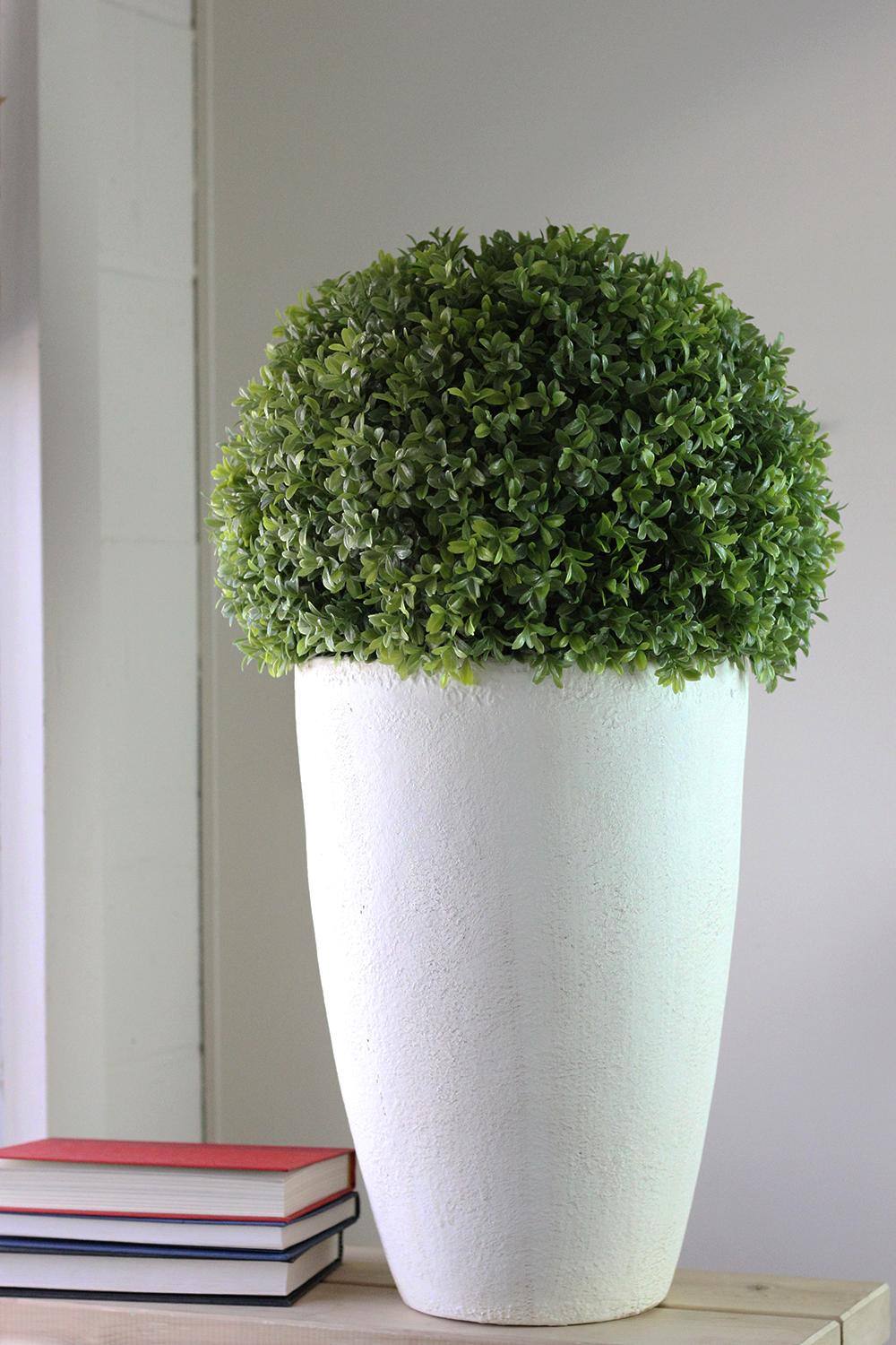 27" Green Artificial Boxwood in Stone Look Ceramic Pot