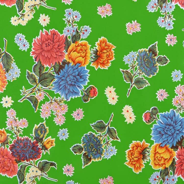 Lime Green Mums Oilcloth