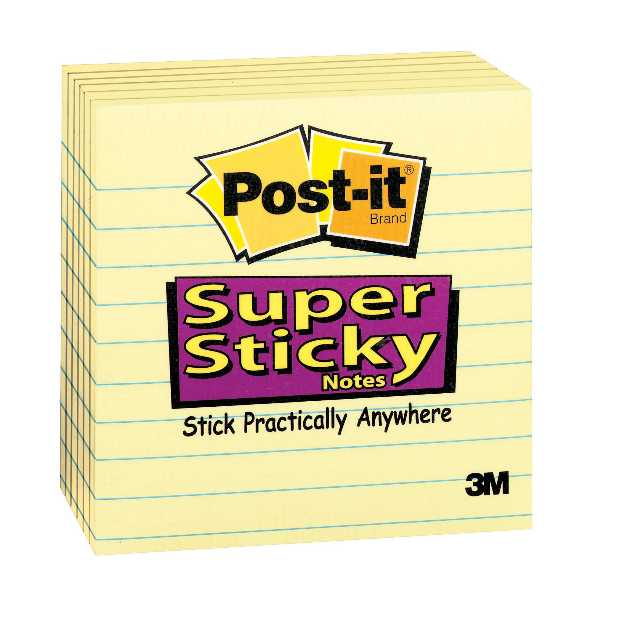 6 Packs: 6 ct. (36 total) Post-it® Canary Yellow Lined Super Sticky Notes, 4" x 4"