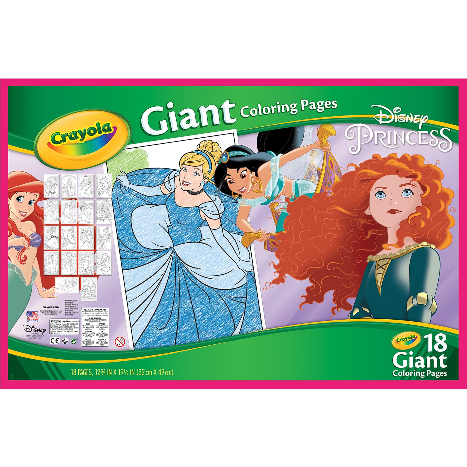 12 Packs: 18 ct. (216 total) Crayola® Disney Princess Giant Coloring Pages