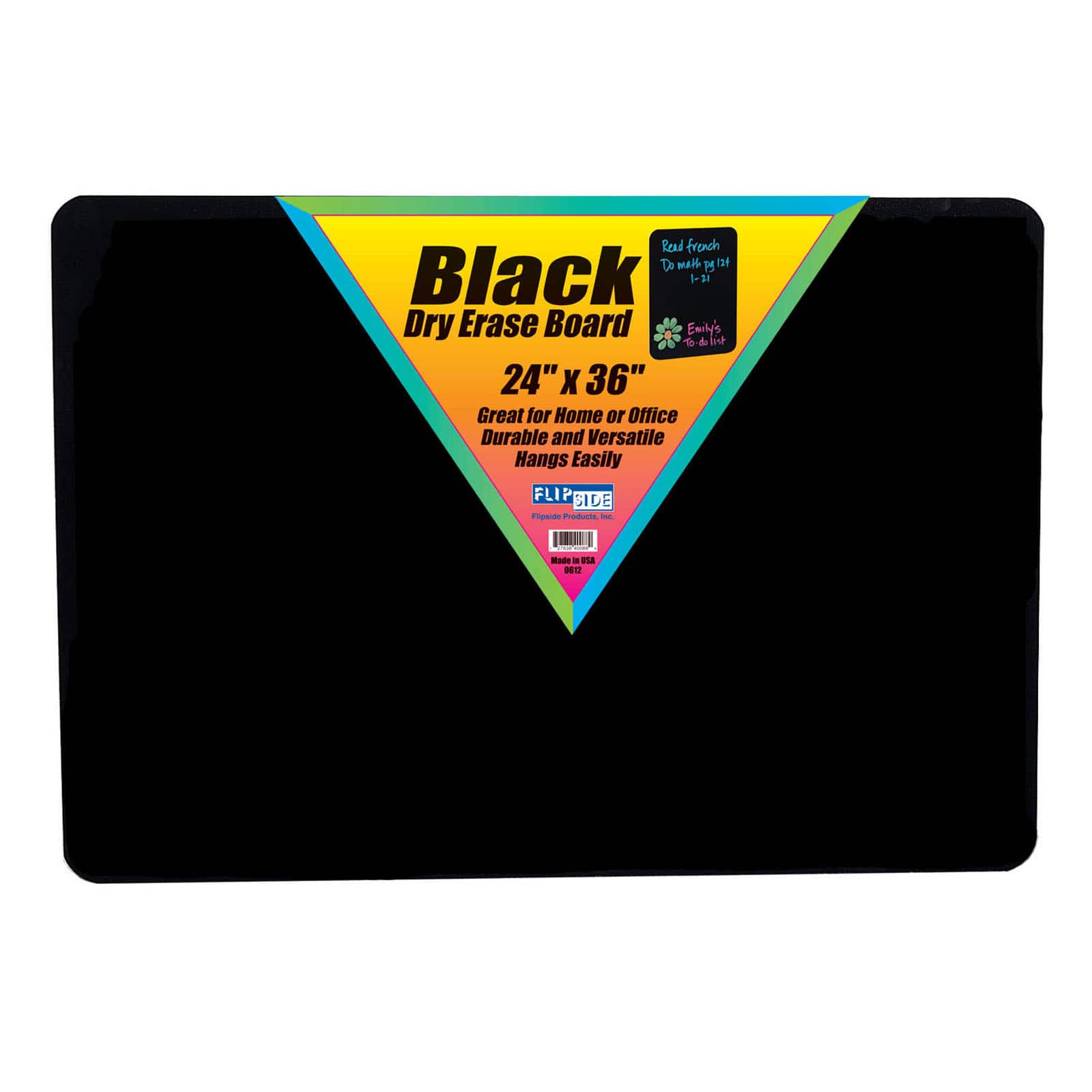 Flipside Black Dry Erase Board, 24" x 36"
