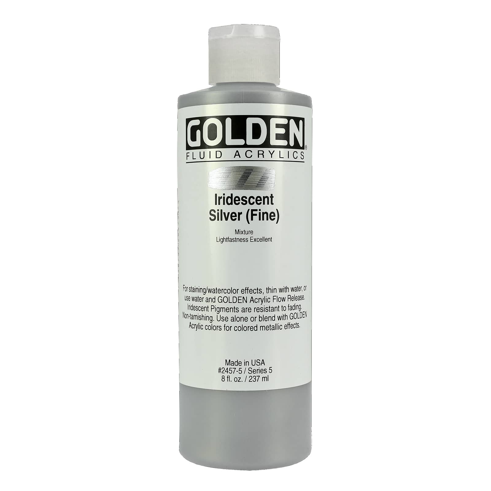 Golden Iridescent Fluid Acrylics 8 oz Paint in Iridescent Silver (Fine)