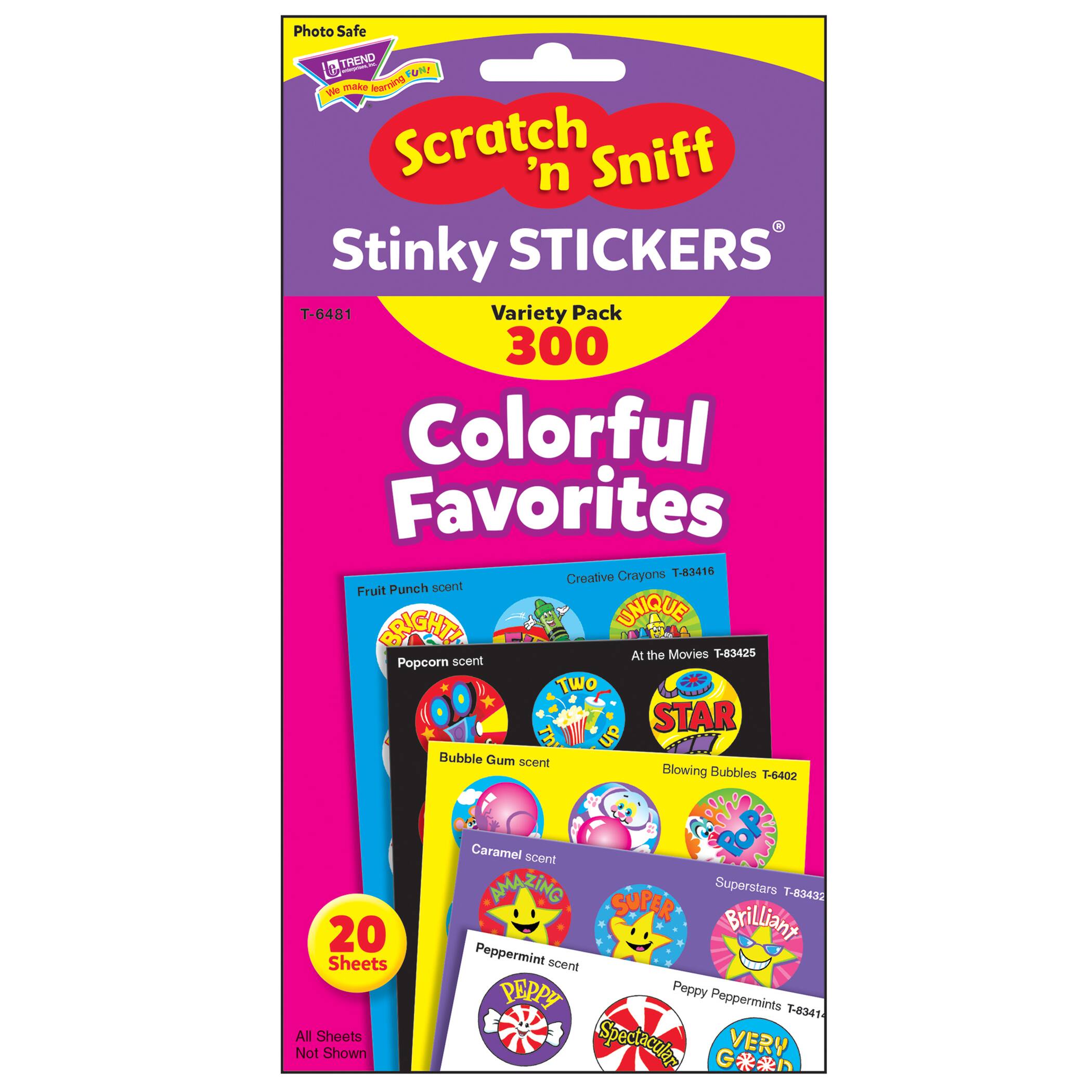 Trend Enterprises® 1” Colorful Favorites Stinky Stickers®, 300 Pack