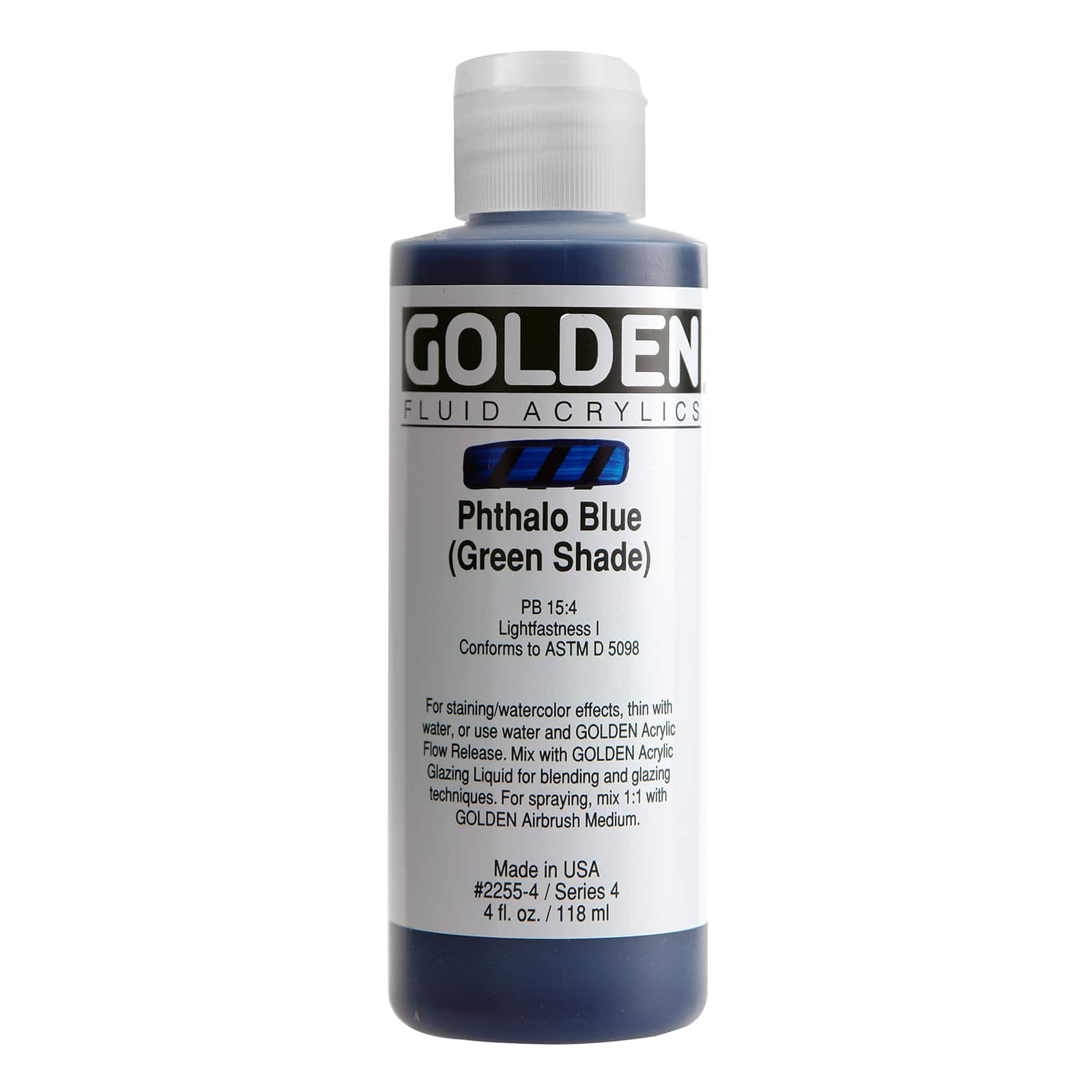 Golden Fluid Acrylics, 4 oz Paint in Phthalo Blue Green Shade