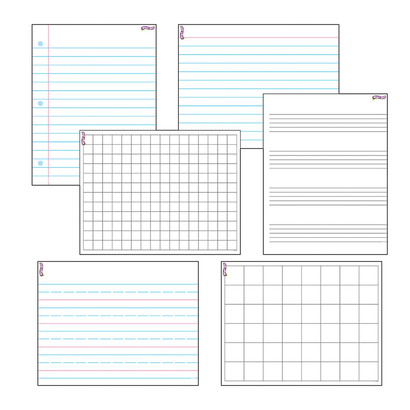 Trend Handwriting Paper Wipe-Off Chart, 17 x 22, Pack of 6