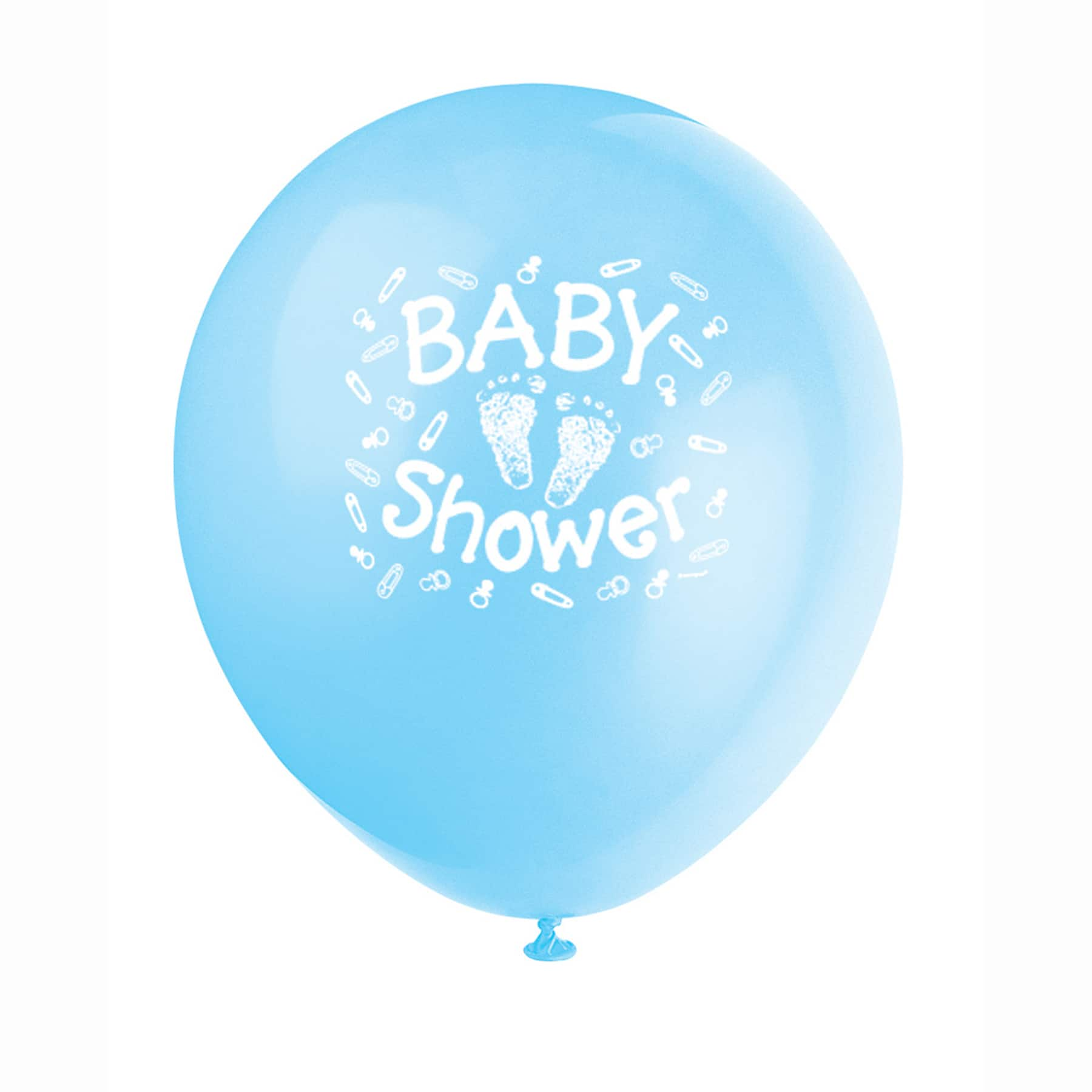 12 Latex Blue Baby Steps Baby Shower Balloons 6ct