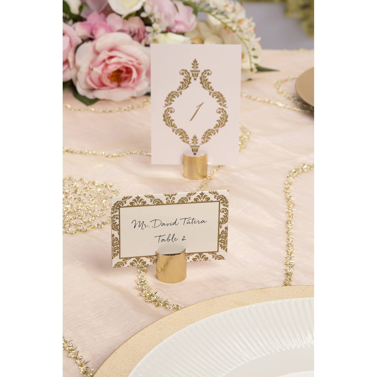 Gold Wedding Place Card Holders Simple Ring Design 1