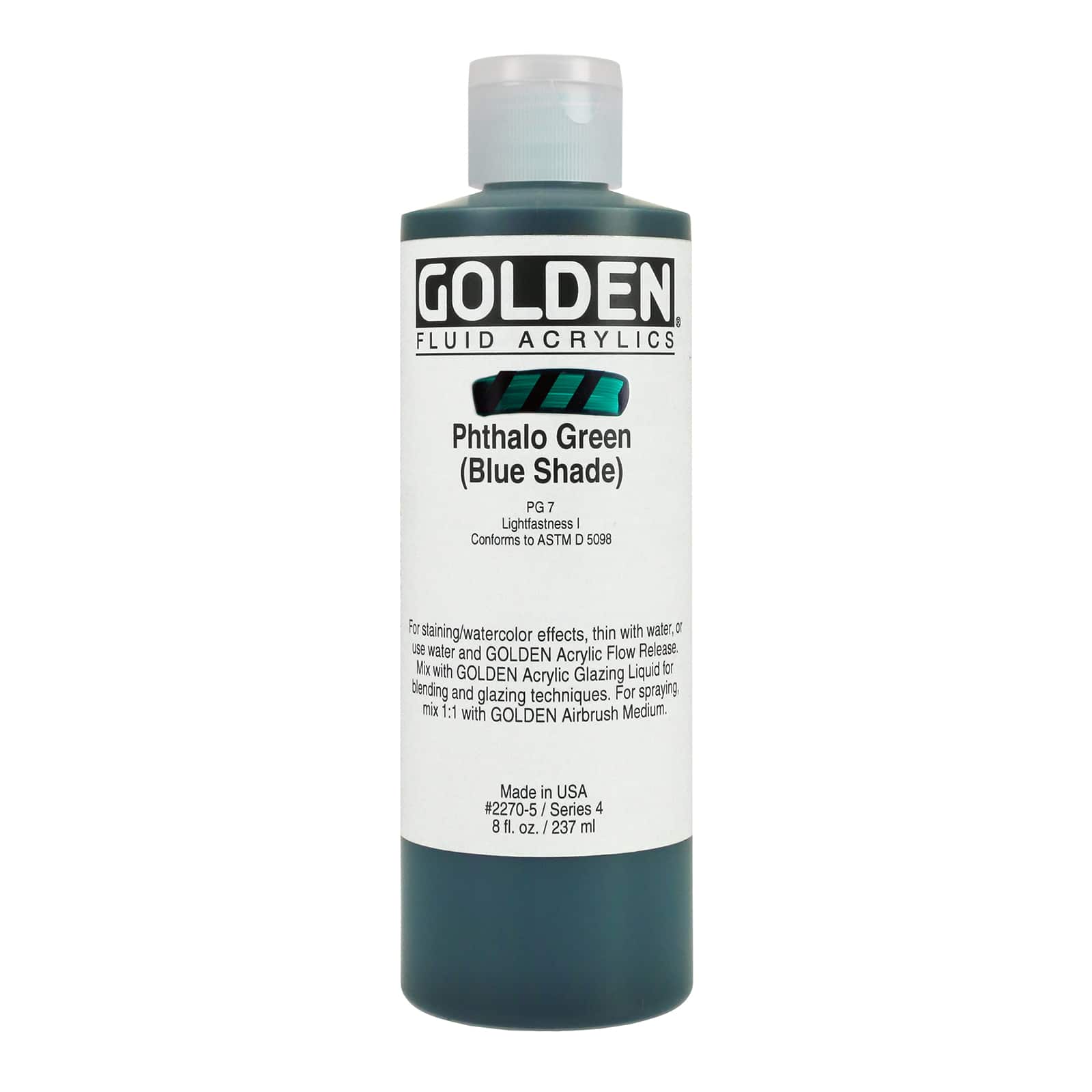 Golden Fluid Acrylics, 8 oz Paint in Phthalo Green (Blue Shade)