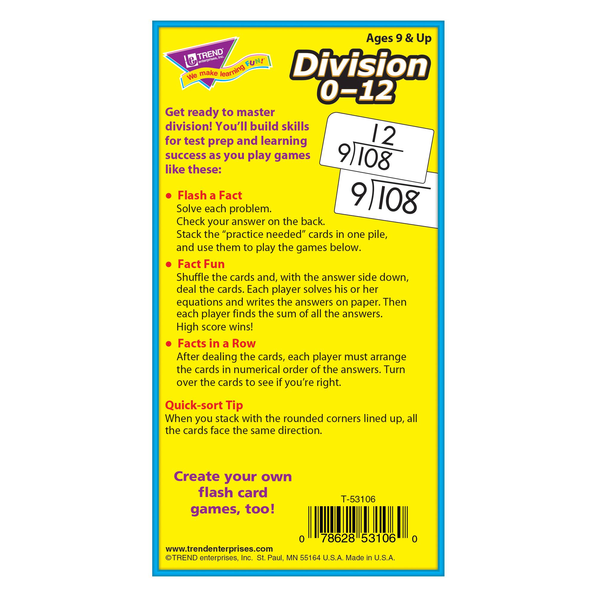 Trend Enterprises® Division 0-12 Skill Drill Flash Cards