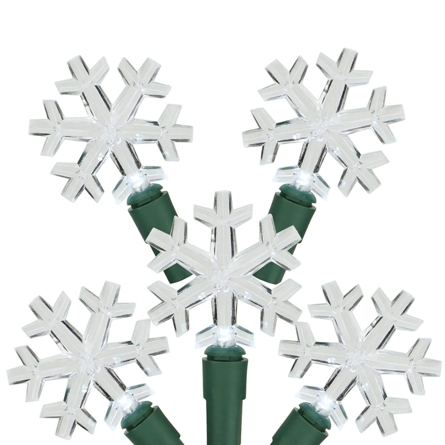 20ct. Pure White LED Snowflake String Lights