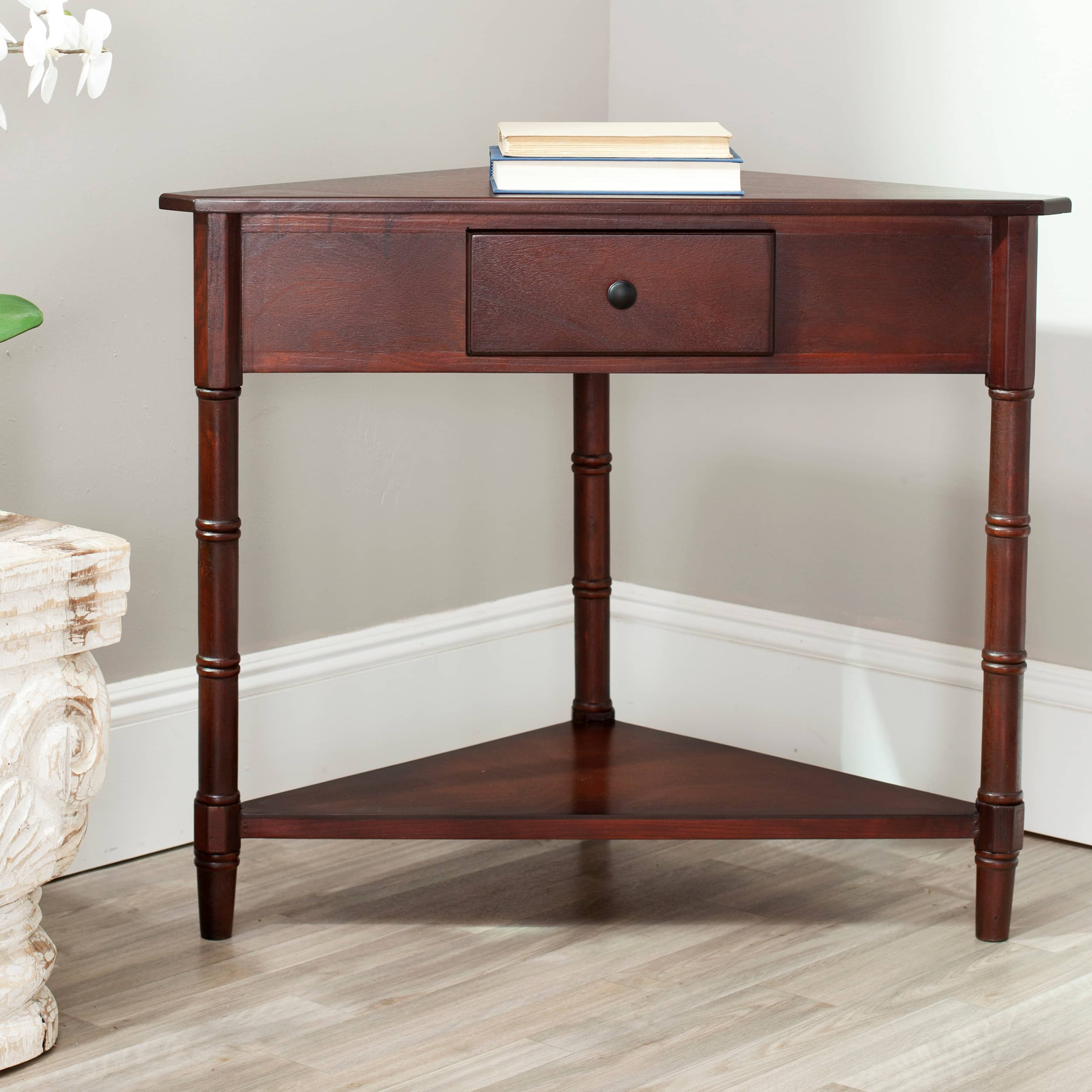 Gomez Corner Table in Dark Cherry