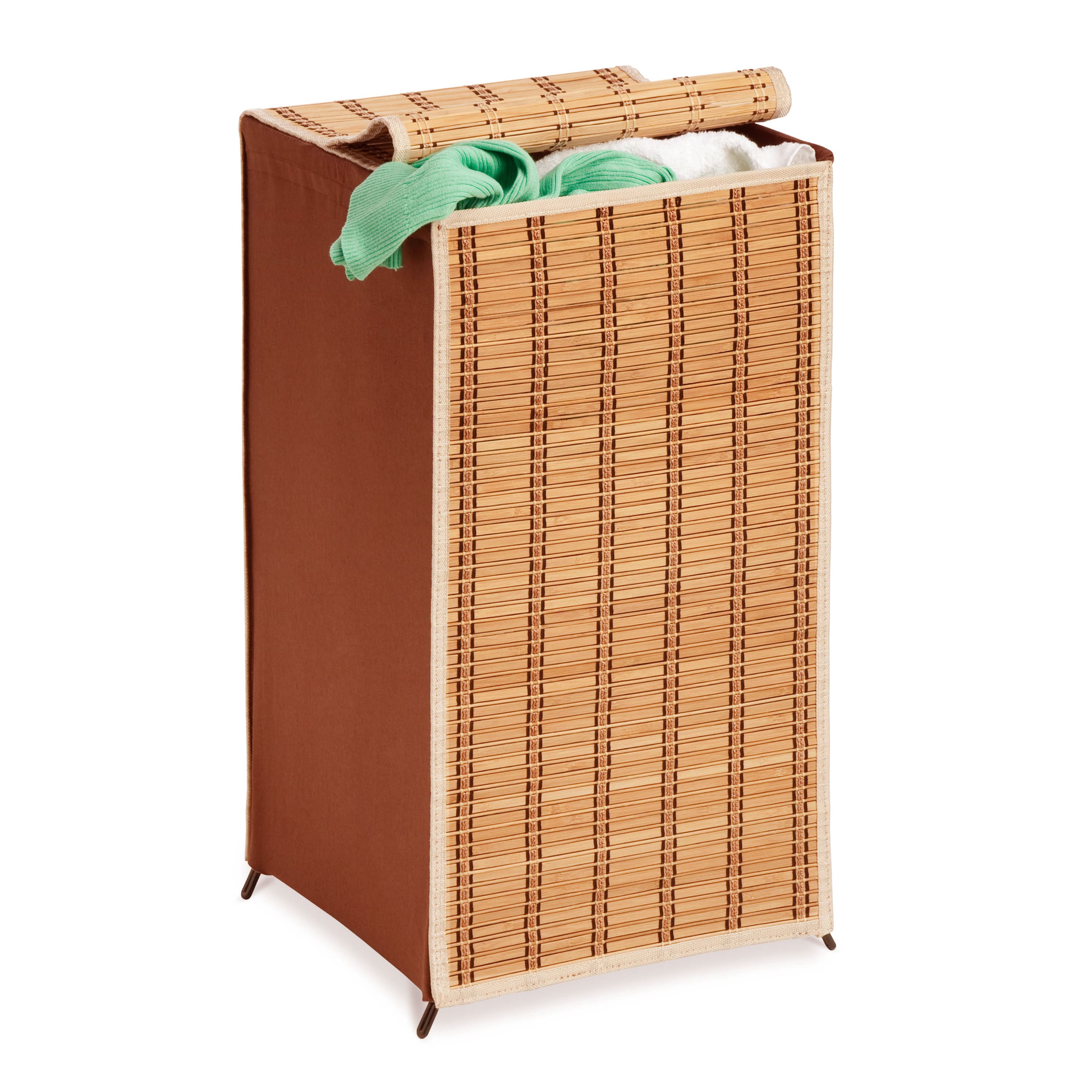 Honey Can Do Tall Bamboo Wicker Hamper with Lid