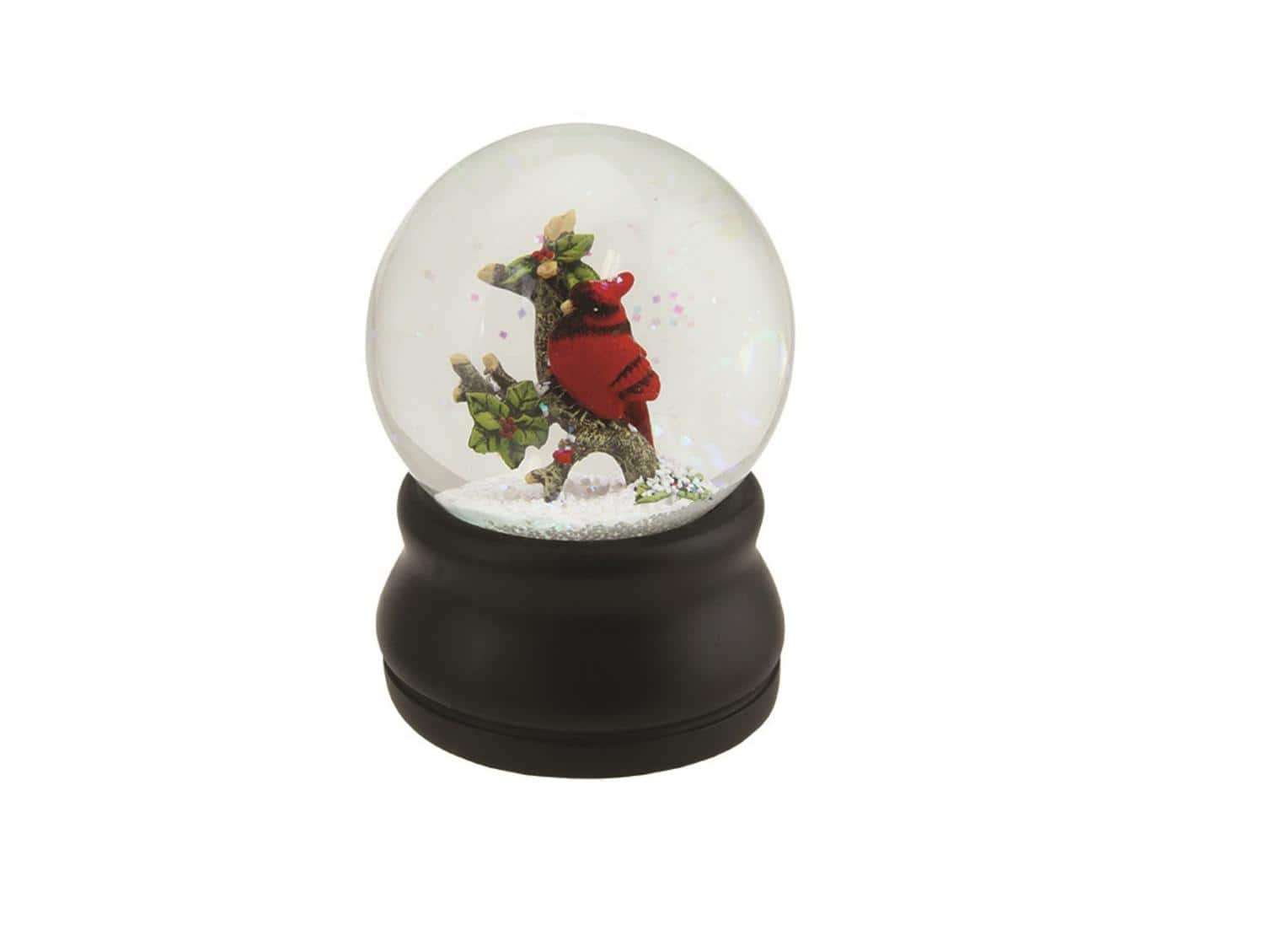 5.5" Red Cardinal on Branch Snow Globe Glitterdome