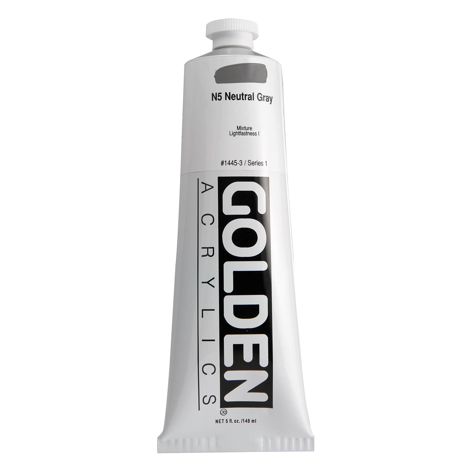 Golden Heavy Body Acrylic Paint, 5 oz in 1445 N5 Neutral Gray