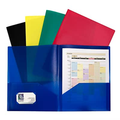 C-Line® Assorted Primary Colors Two-Pocket Heavyweight Poly Portfolio ...