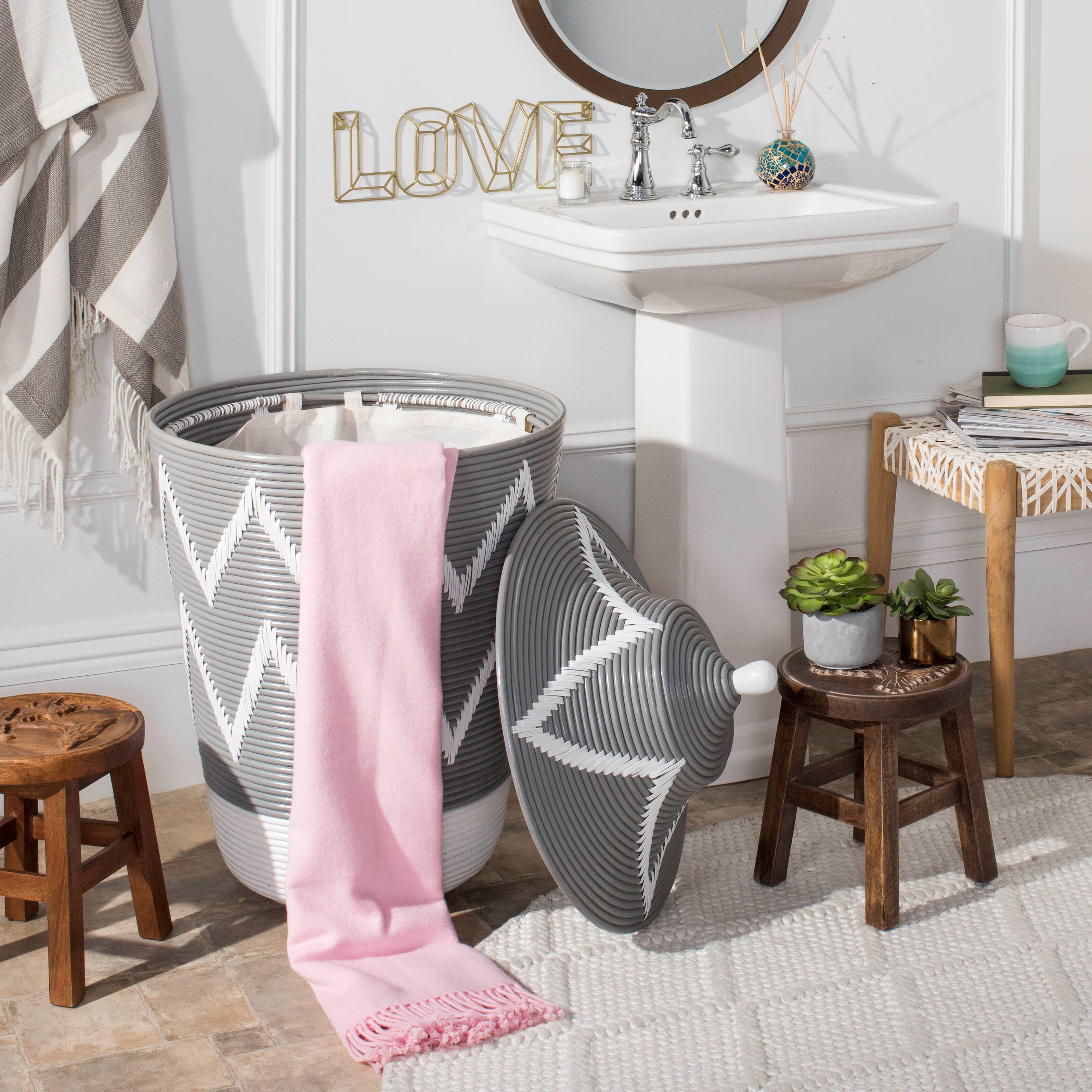 Reina Basket in Grey &#x26; White