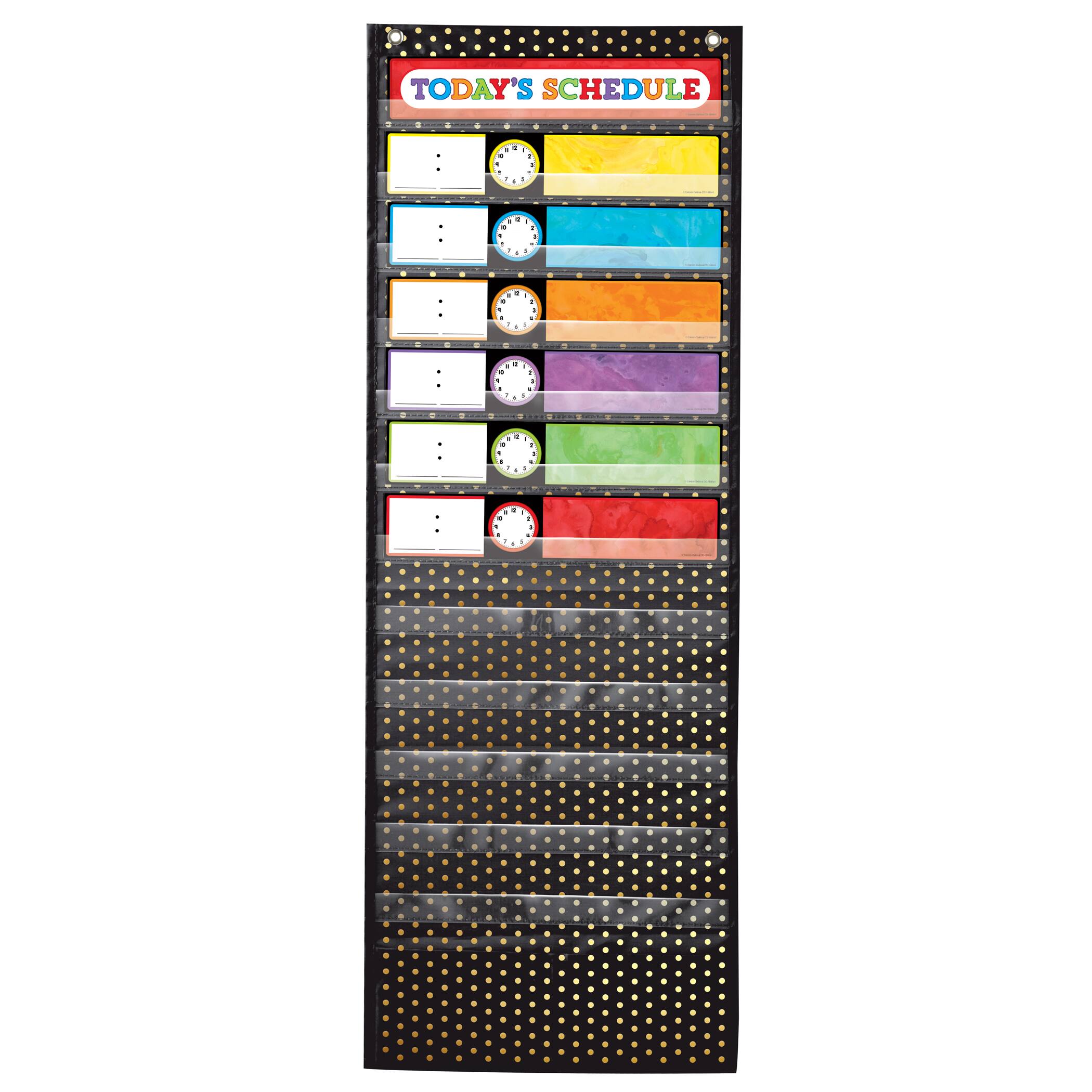 Shop for Deluxe Scheduling: Gold Polka Dot Pocket Chart at Michaels.com