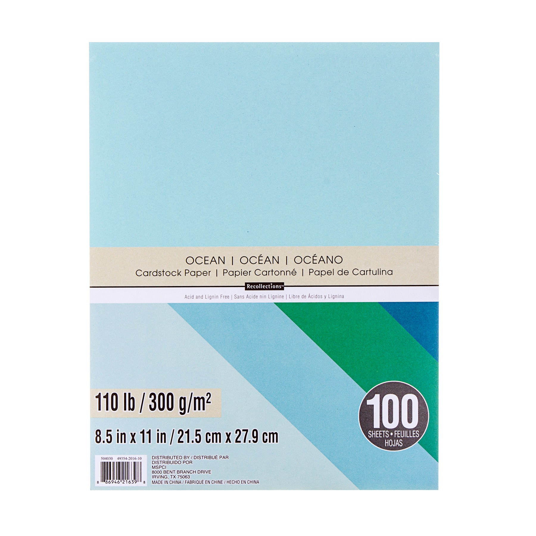6 Packs: 100 ct. (600 total) Ocean 8.5&#x22; x 11&#x22; Cardstock Paper by Recollections&#x2122;