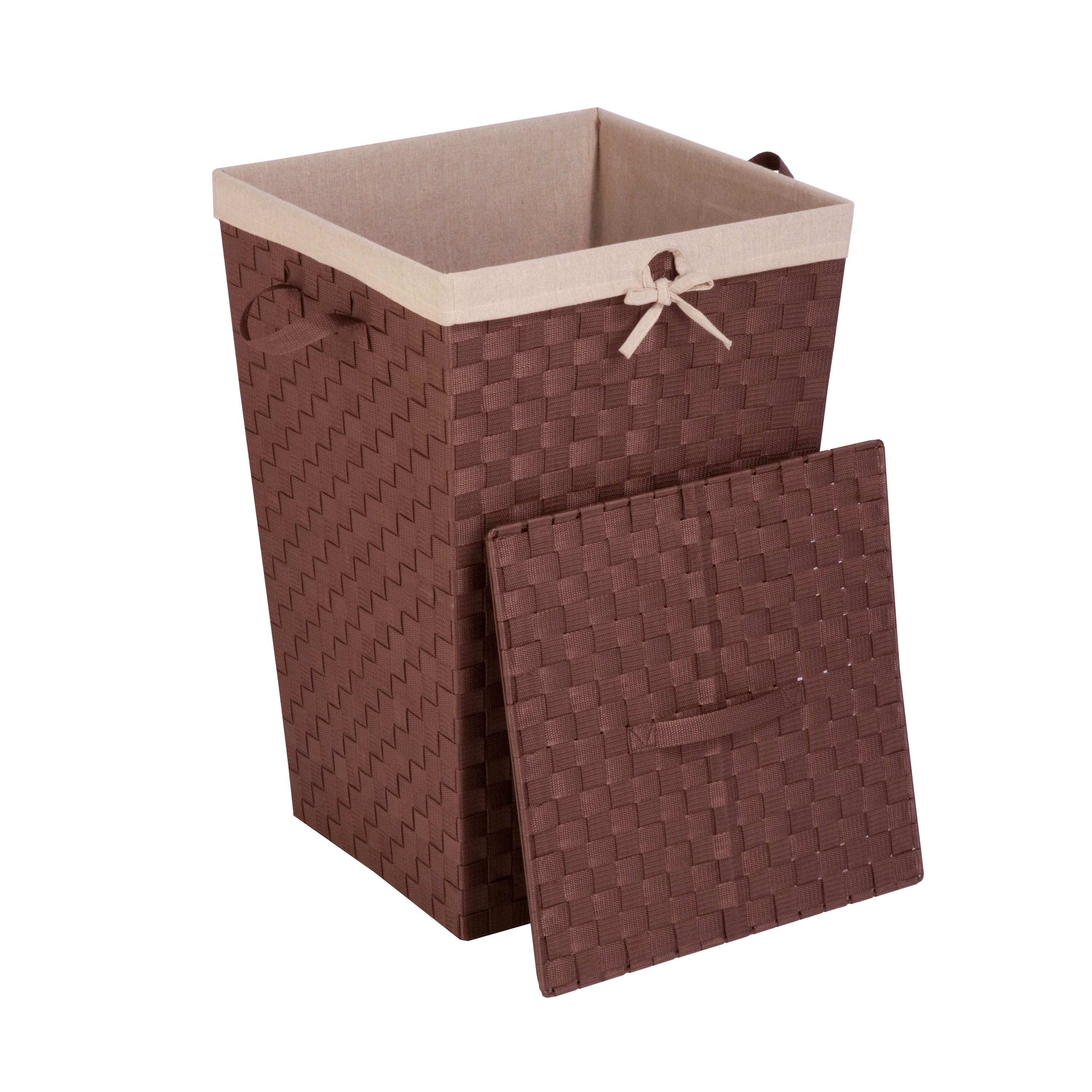 Honey Can Do Java Brown Decorative Woven Hamper with Lid