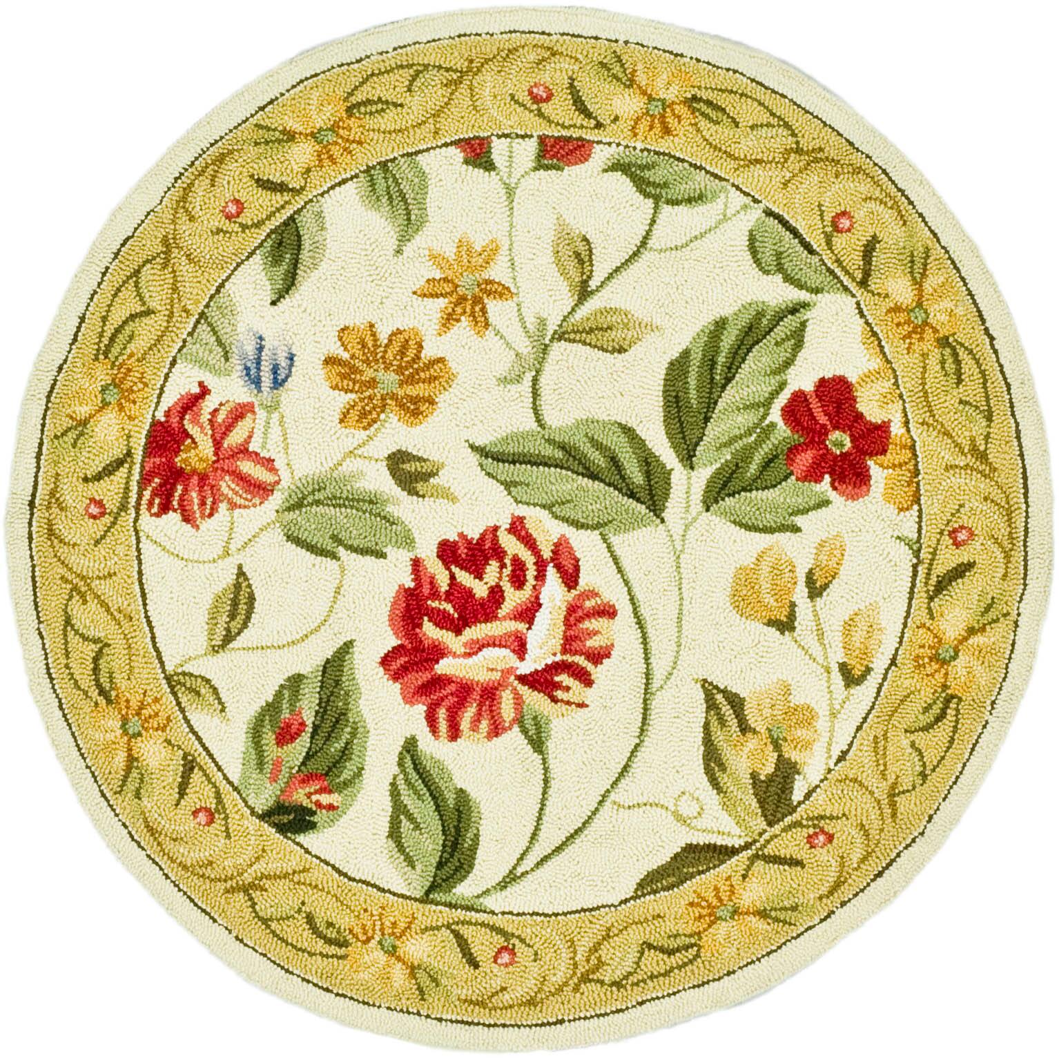 Chelsea Leafed Floral 3&#x27; X 3&#x27; Round Area Rug