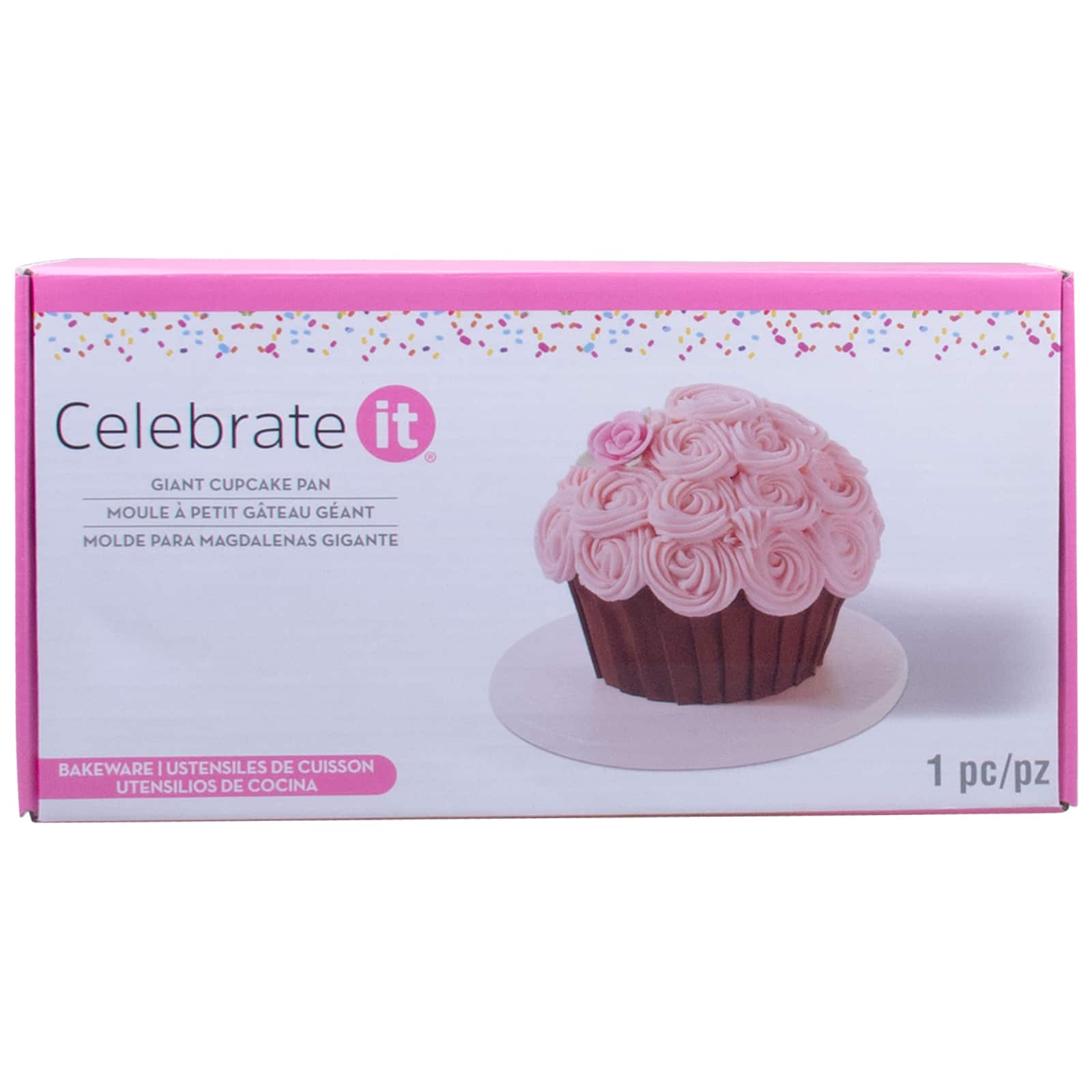 Dishwasher Safe Double Sided Two Half Design with Swirl Top Mold Gourmia GPA9395 Giant Cupcake Pan Premium Steel Cake Maker with Non-Stick Coating 
