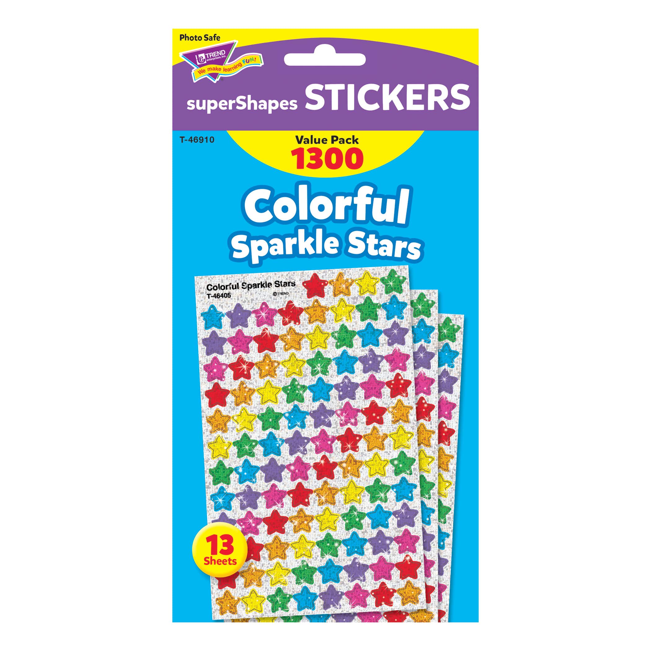 Trend Enterprises&#xAE; superShapes Multicolor Sparkle Stars Stickers, 3 Pack Bundle