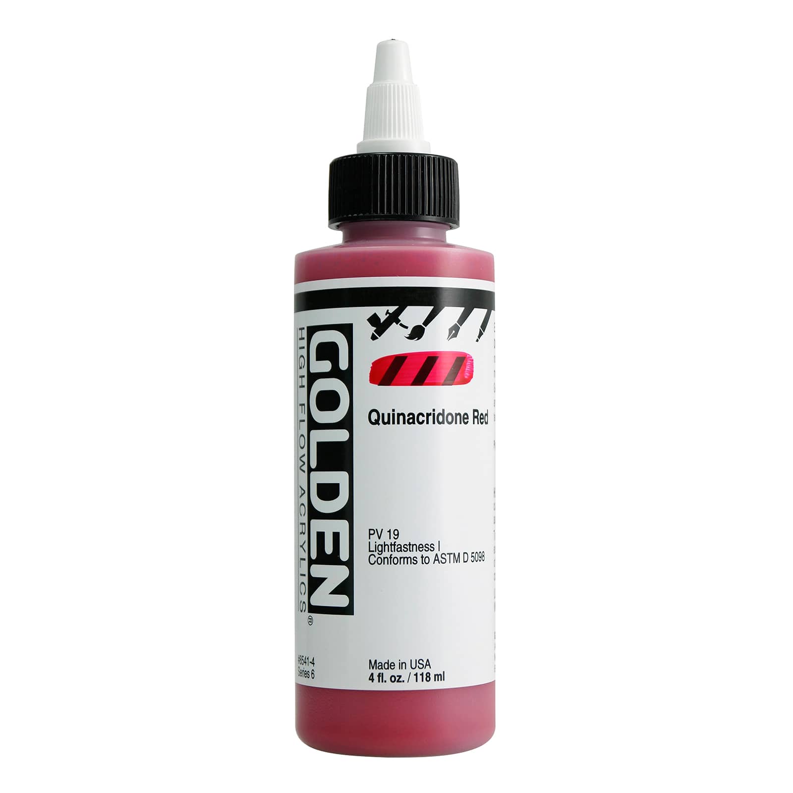 Golden High Flow Acrylics 4 oz Paint in Quinacridone Red