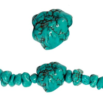 Turquoise Dyed Howlite Nugget Beads, 30mm by Bead Landing™ image