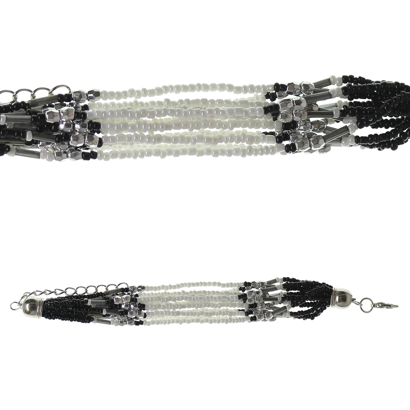 Shop for the Bead Gallery® Glass Seed Bead Bracelet, Black & White at