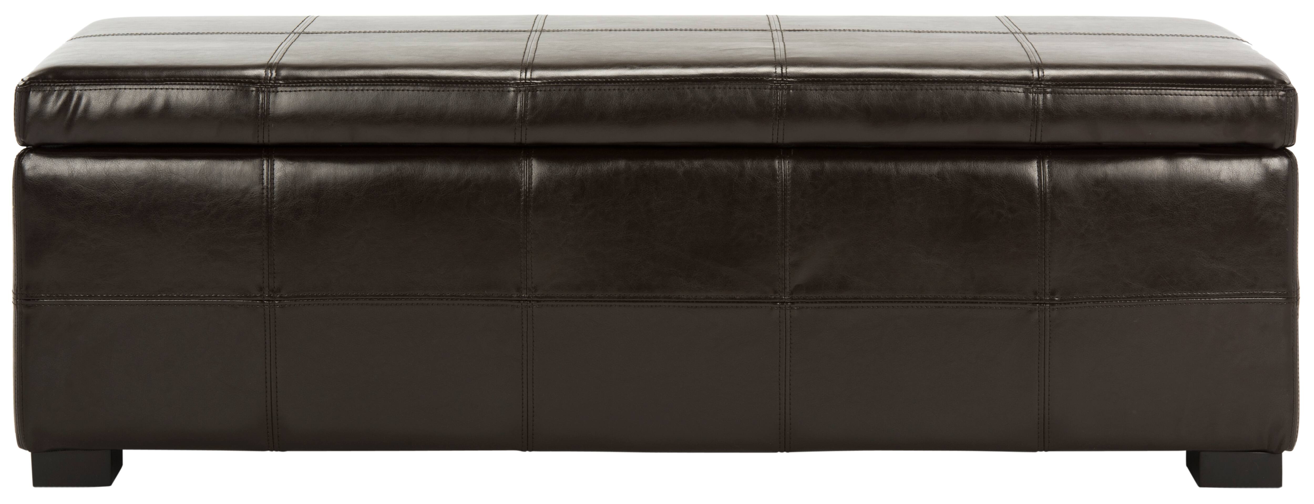 Madison Large Storage Leather Bench in Brown