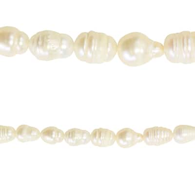 White Pearl Oval Bead, 9mm by Bead Landing™ image