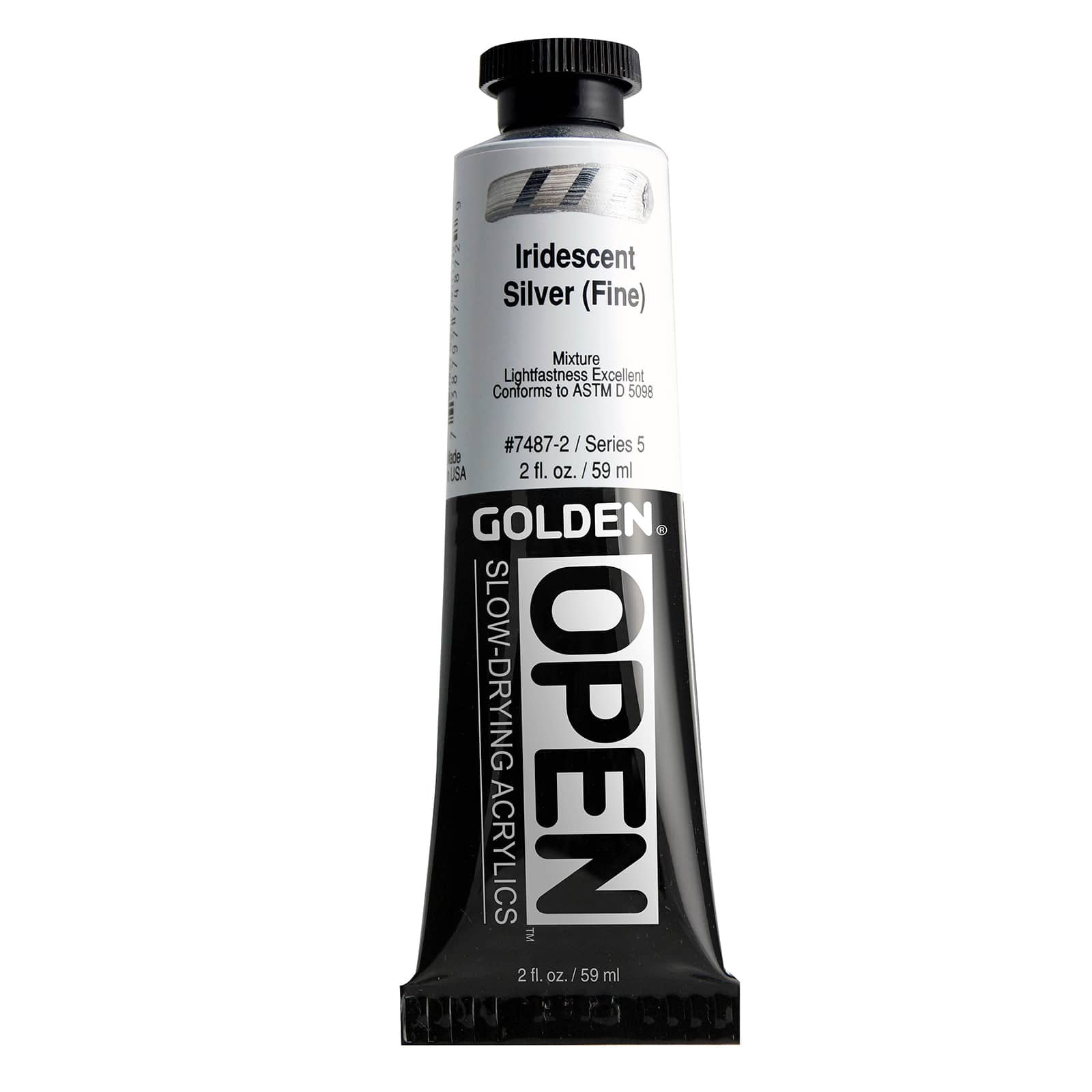 Golden OPEN Slow-Drying Acrylics, 2 oz Paint in Iridescent Silver (Fine)