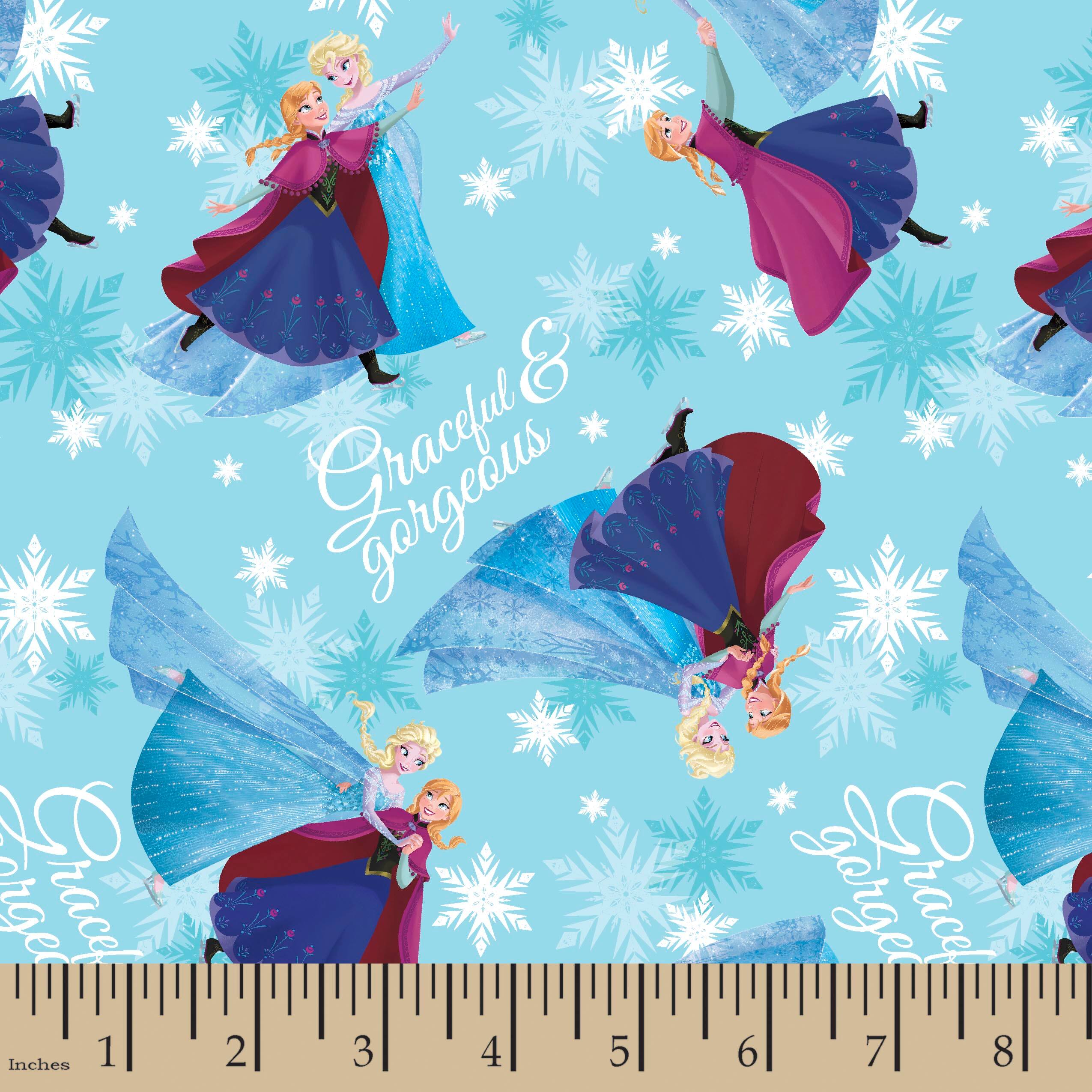Disney® Frozen Sisters Skating Bridal Satin Fabric