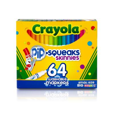 Crayola Pip Squeaks Marker Set, Washable Mini Markers, 64 Count, Gift for  Kids