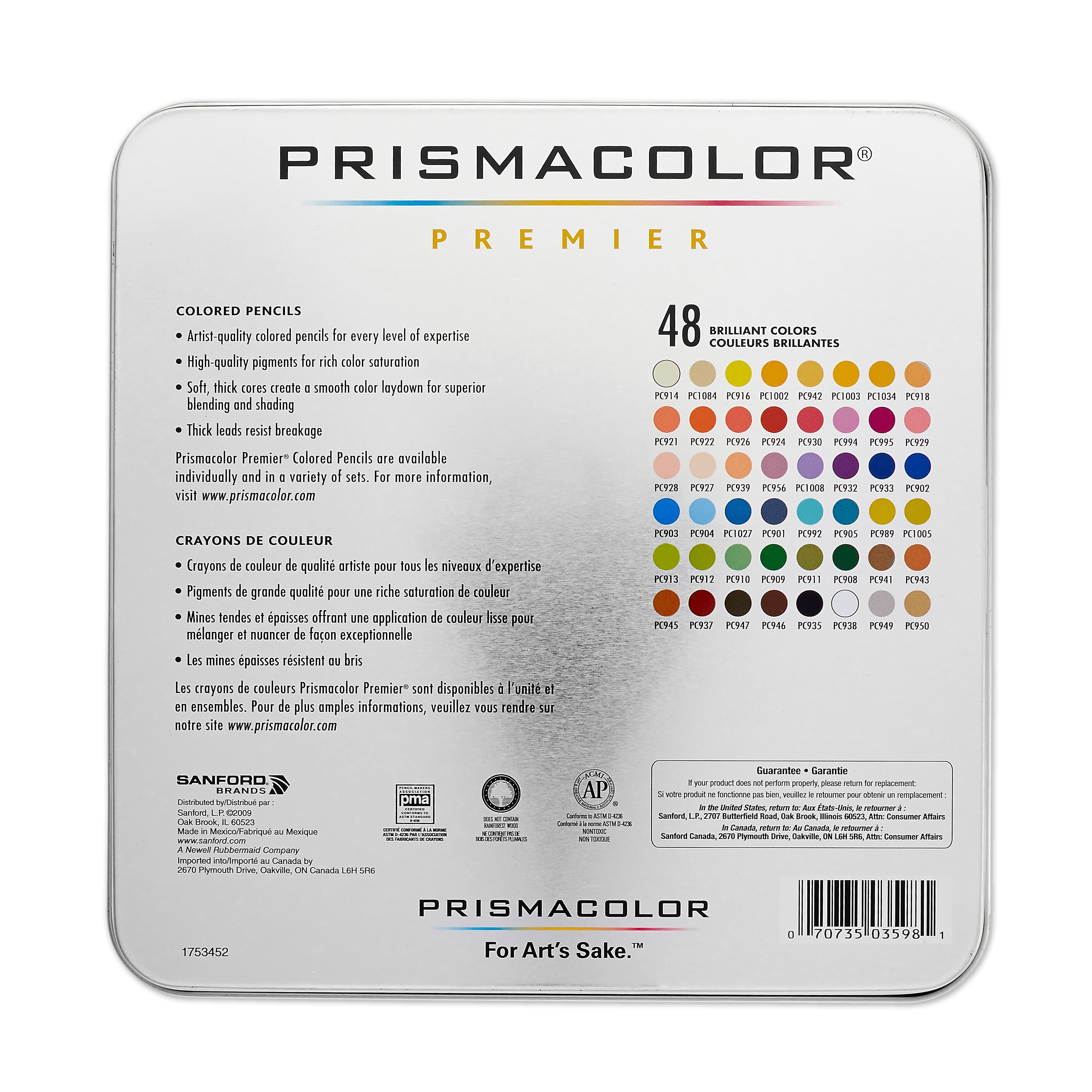 Prismacolor 48 Color Chart