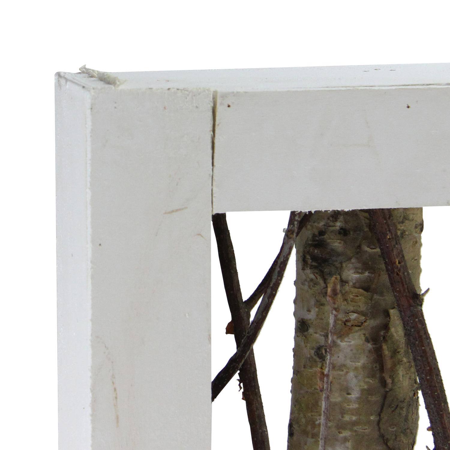 22.5" Mixed Branches in White Wood Frame