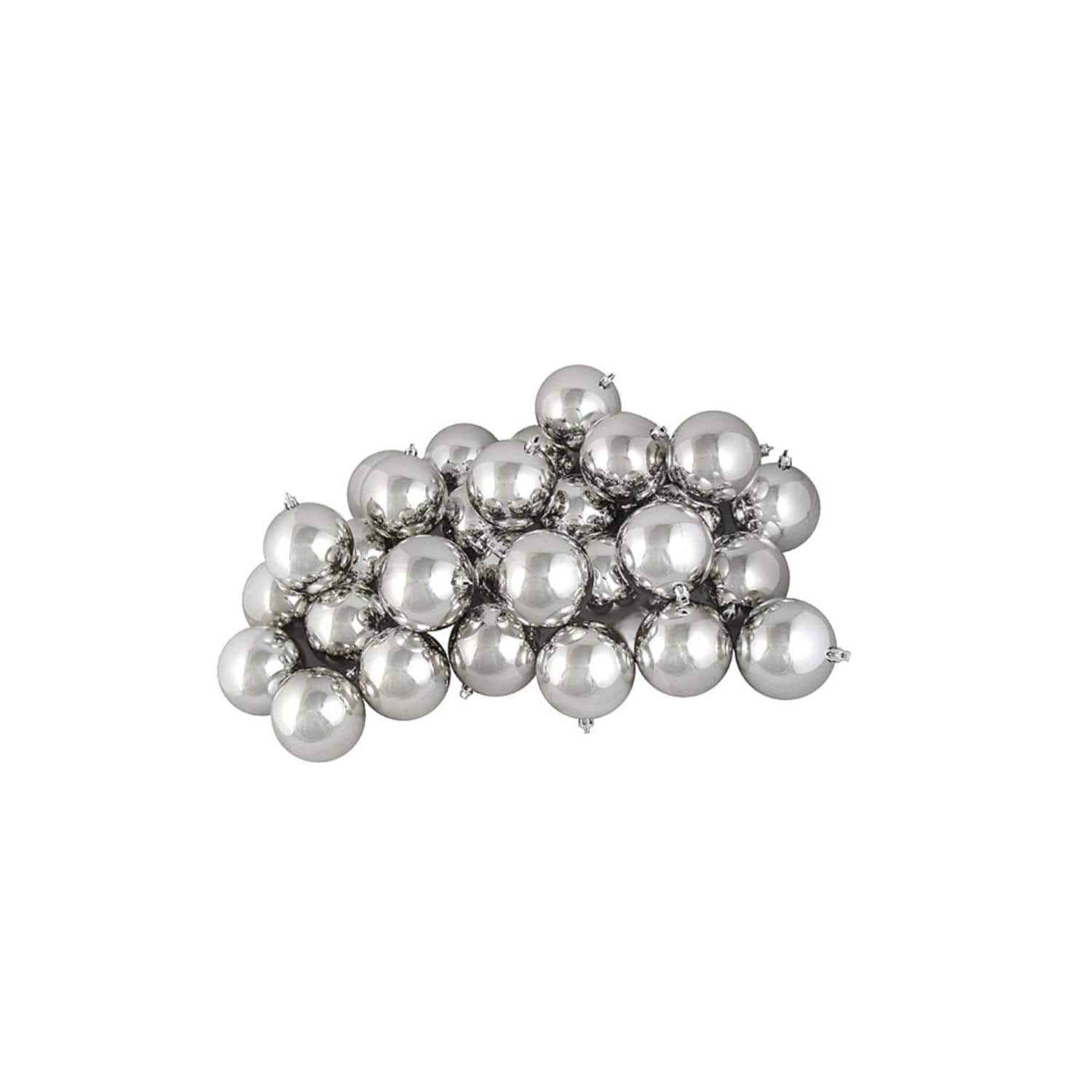 60ct Shiny Silver Splendor Shatterproof Ball Ornaments