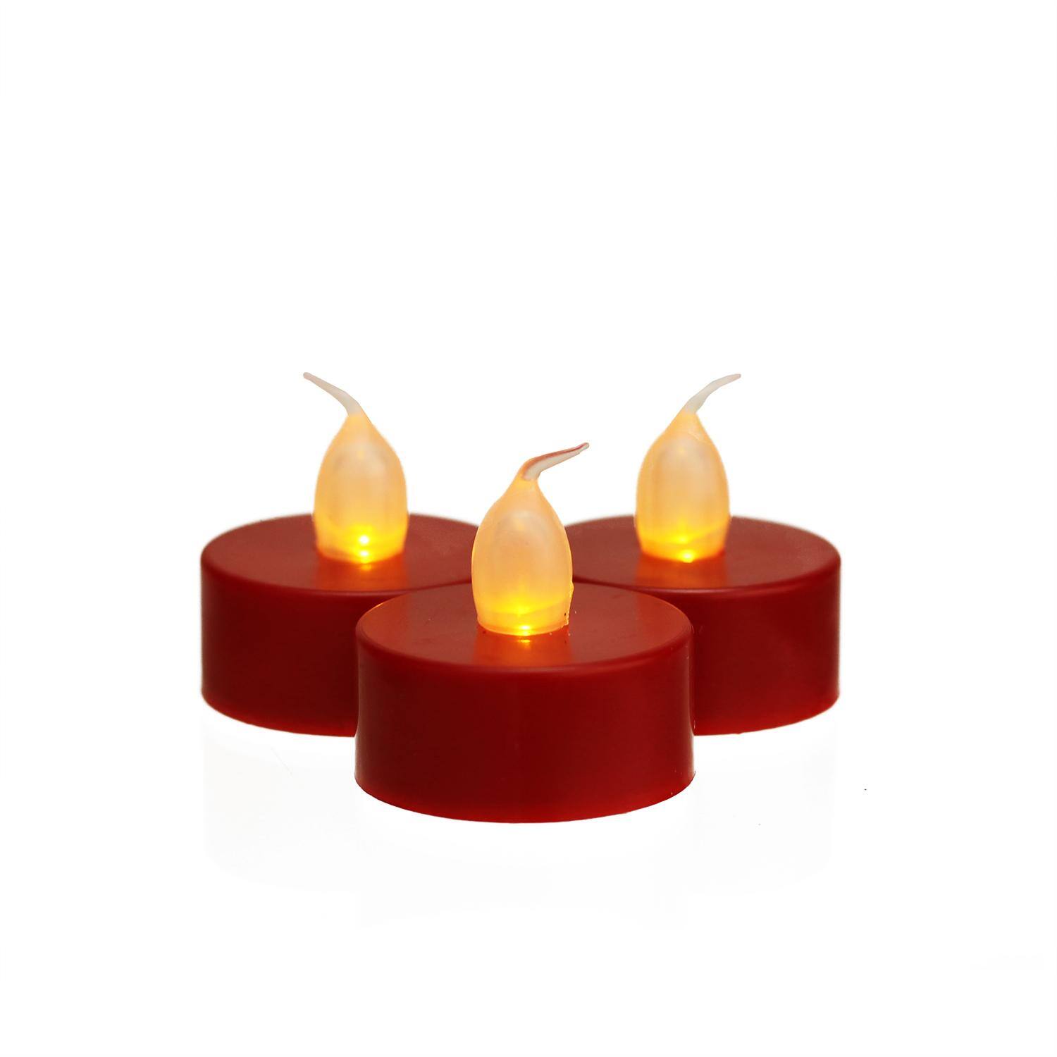 1.5" Amber & Red LED Flickering Tea Light Candle Set