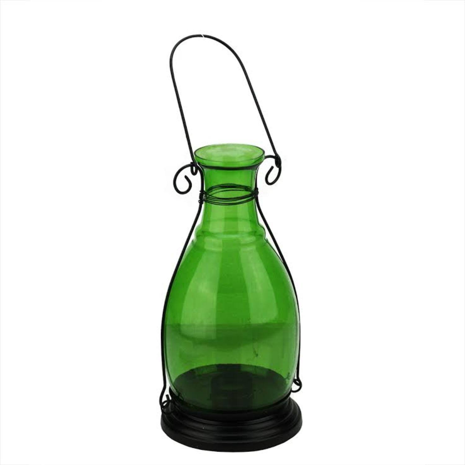 Transparent Green Glass Bottle Vase Tea Light Candle Lantern